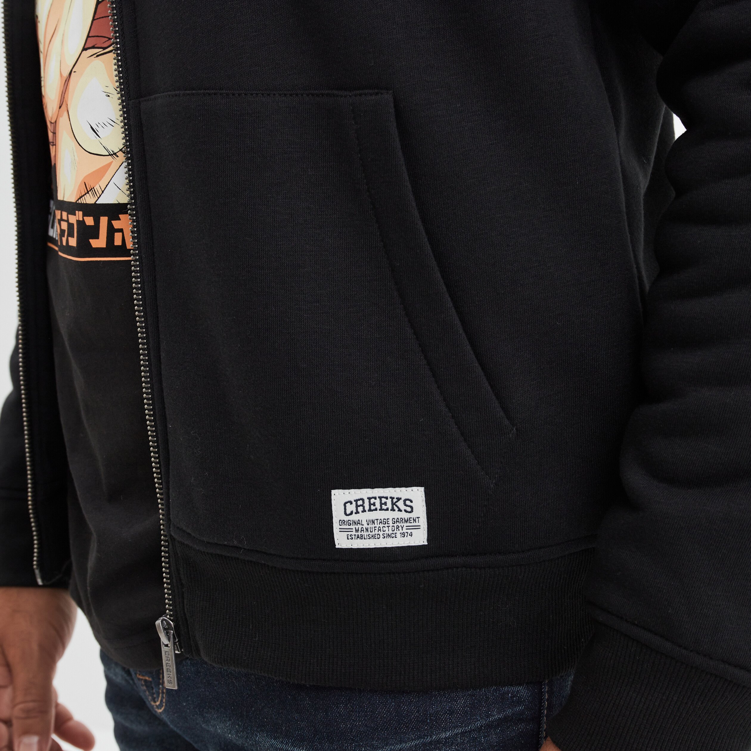 sweat zippe a capuche double creeks noir homme Sweat zippé à capuche doublé Creeks noir homme