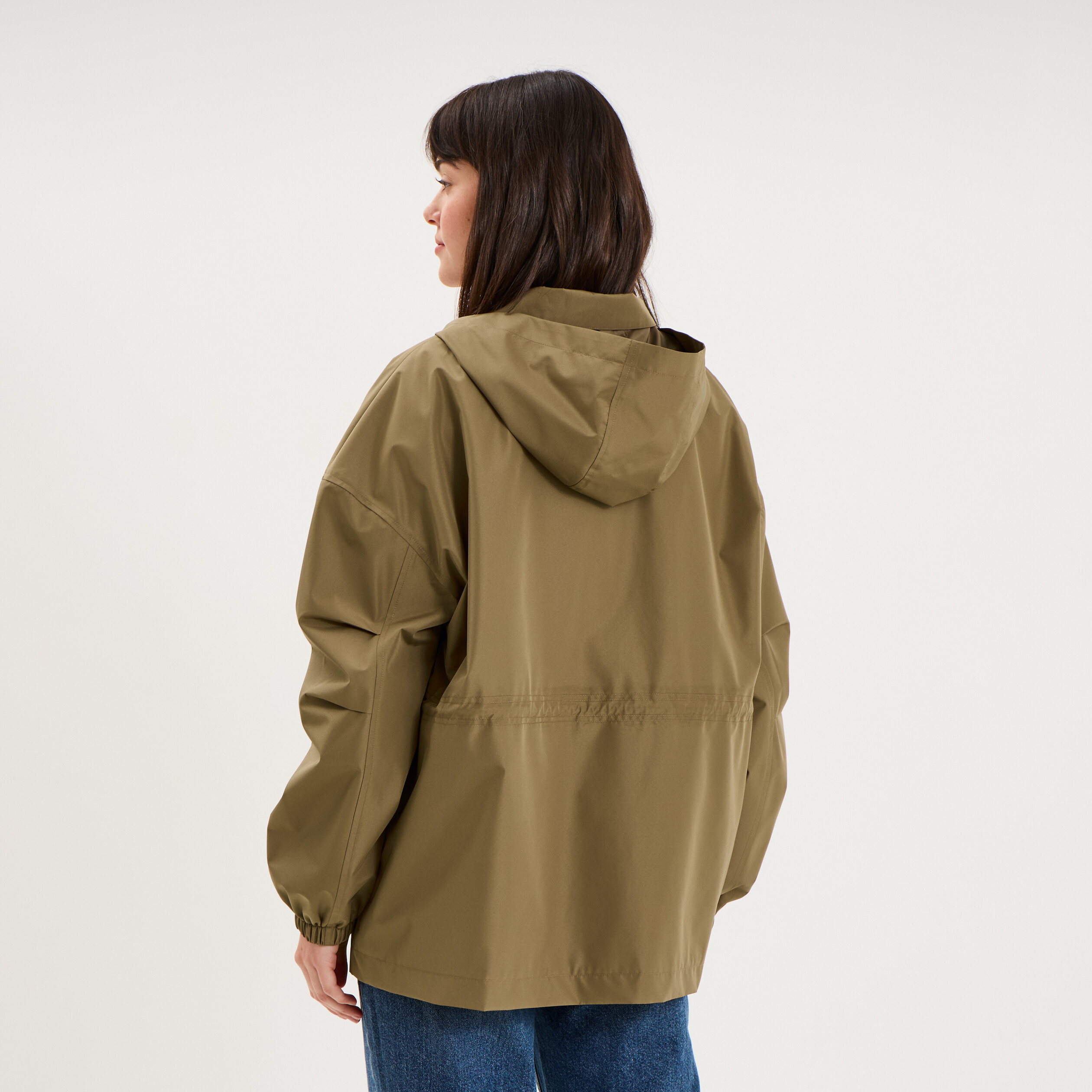 Parka &agrave; capuche taille &agrave; coulisse taupe femme