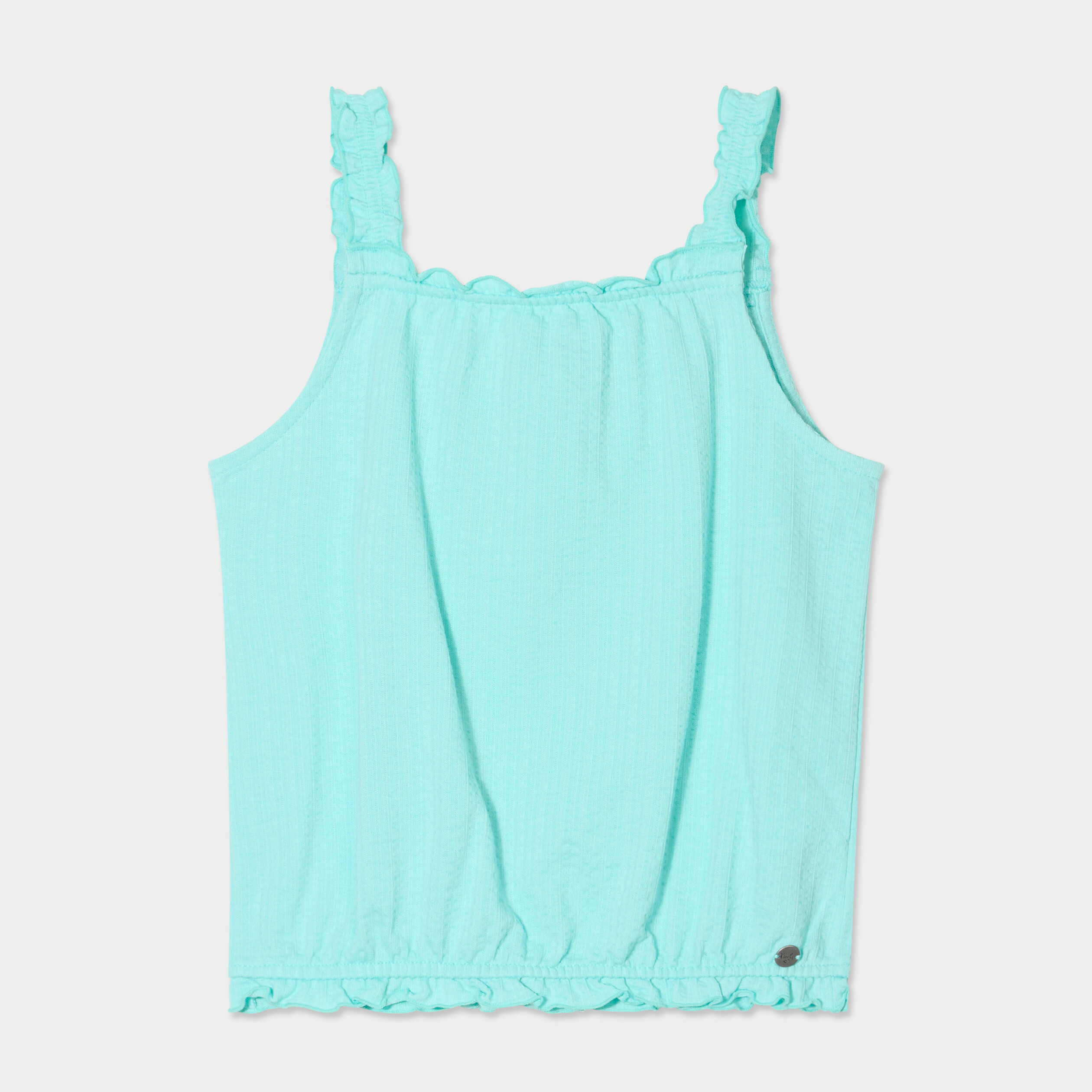 debardeur encolure carree bleu turquoise fille Débardeur encolure carrée bleu turquoise fille