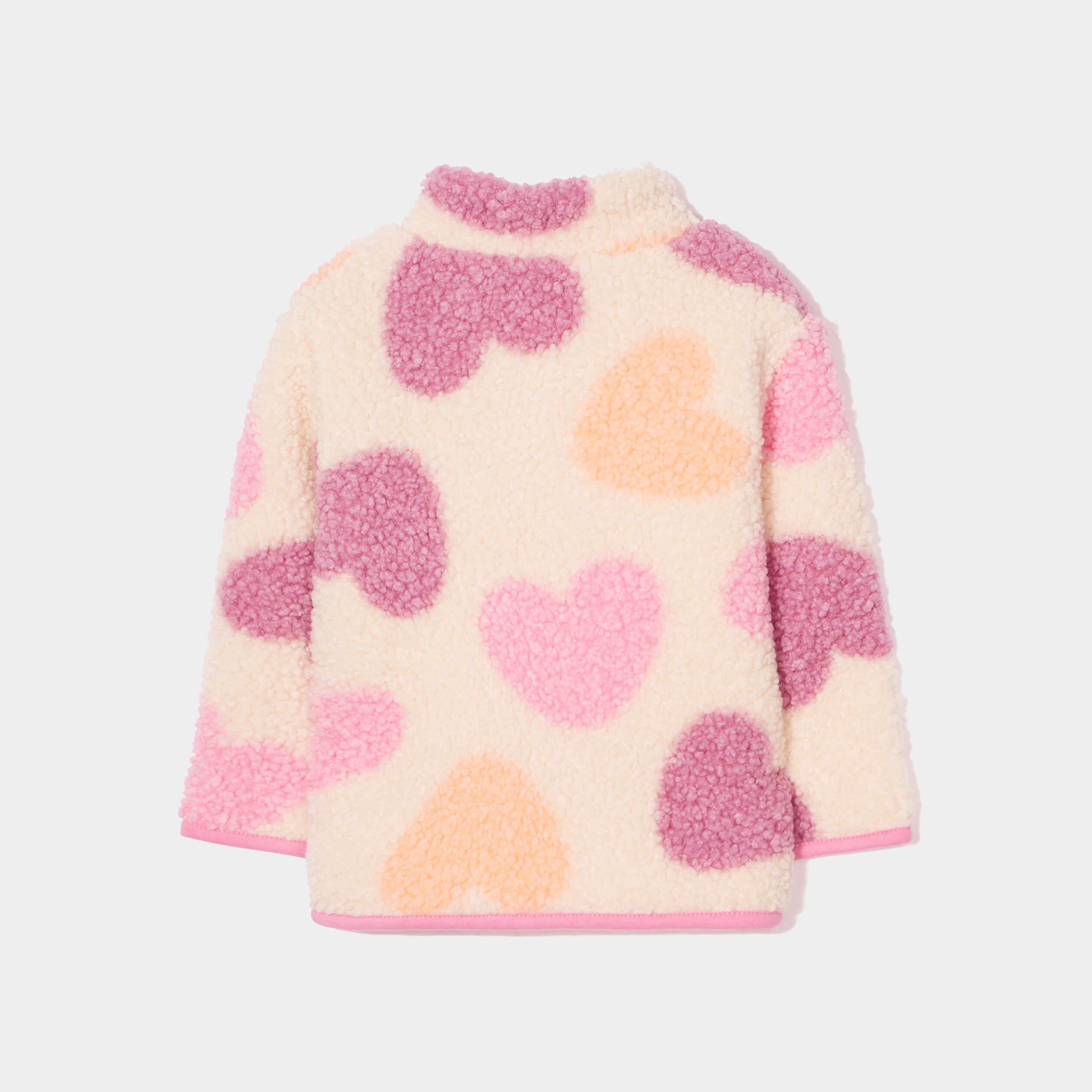 Veste zippée imitation laine de mouton ivoire bébé fille