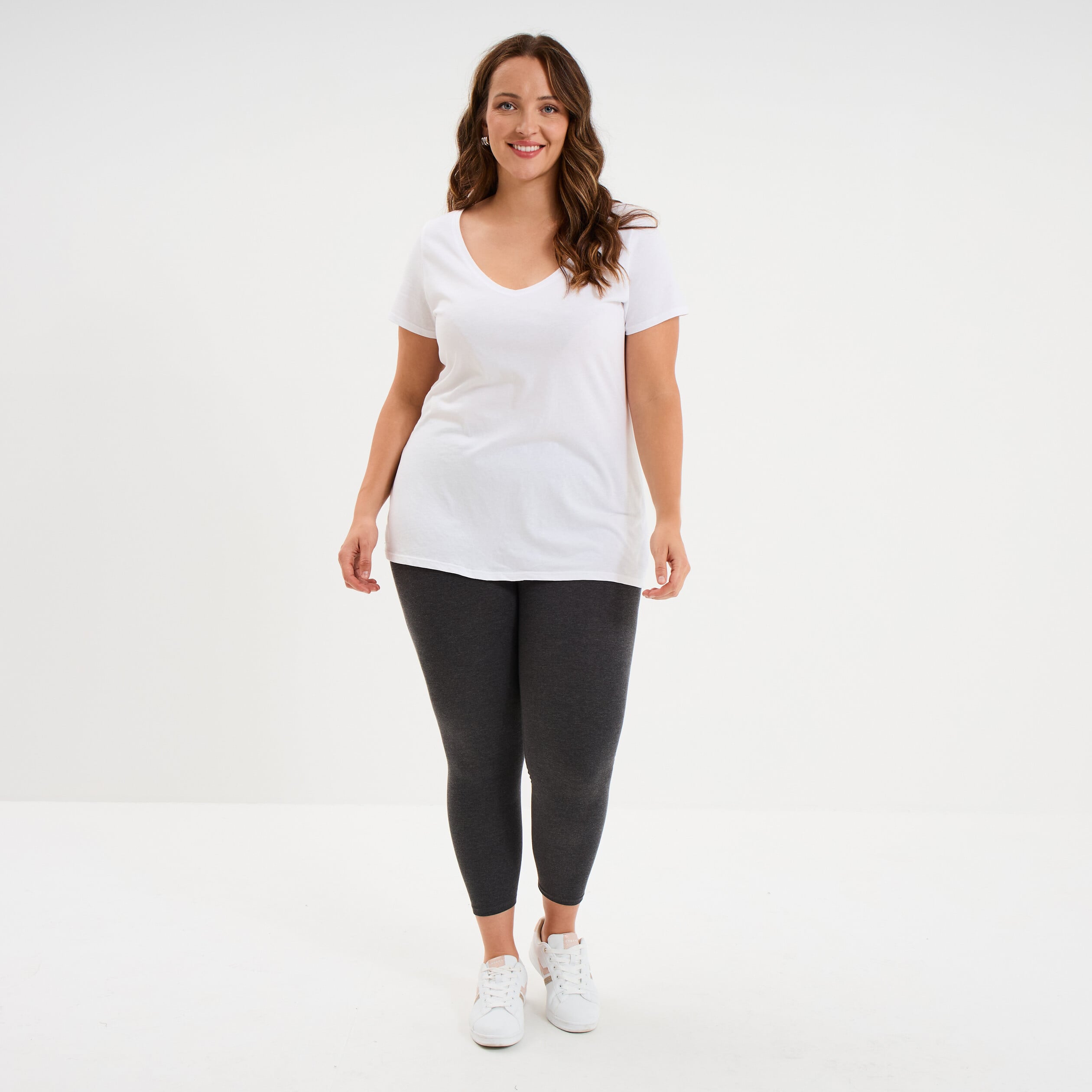 Legging avec taille &eacute;lastiqu&eacute;e gris fonc&eacute; femme grande taille