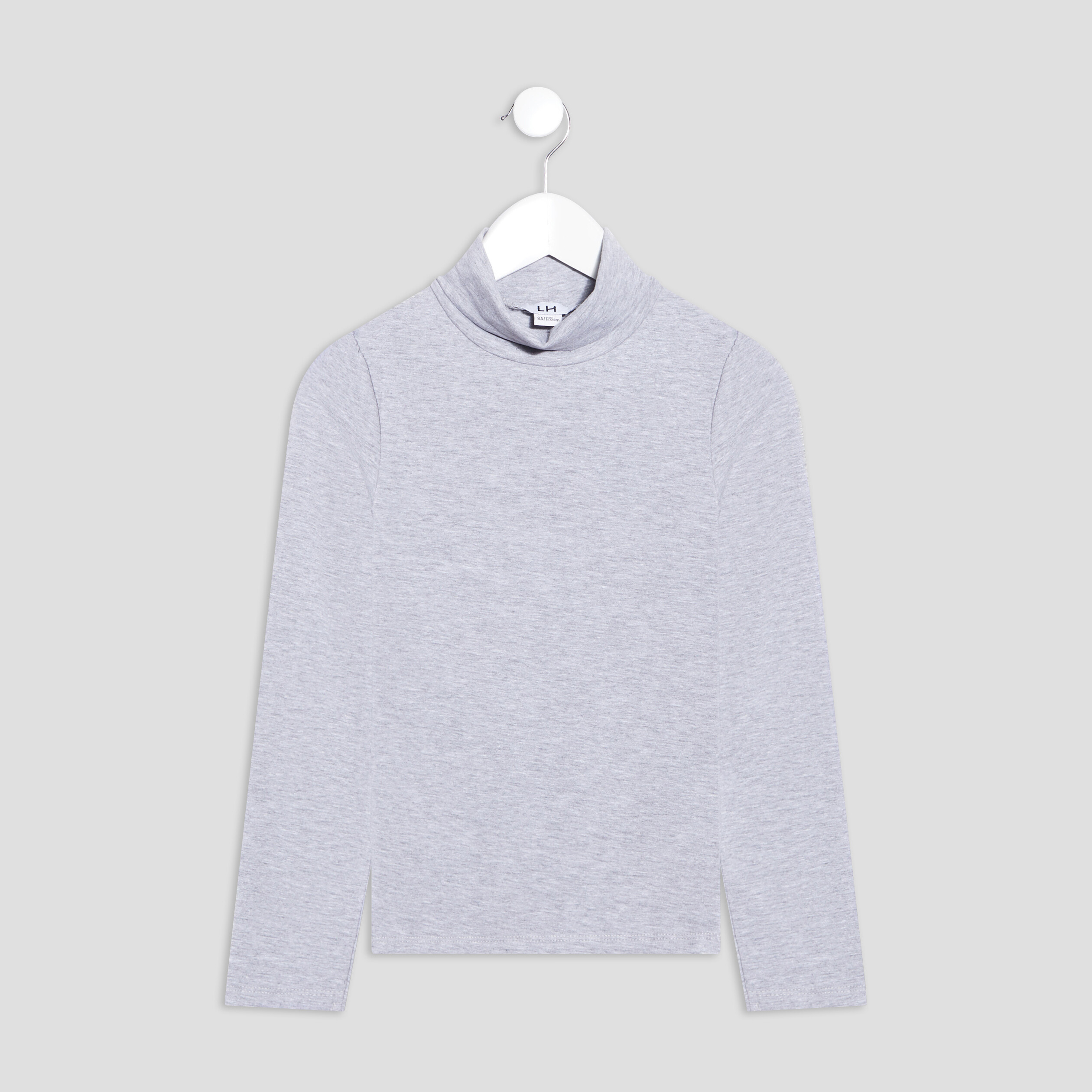 T shirt col roul manches longues gris fille