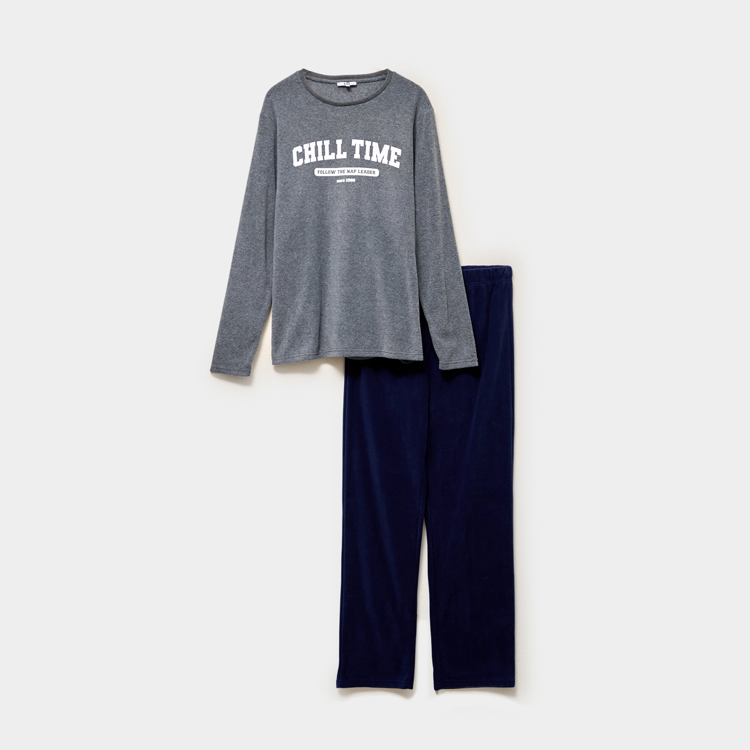 Ensemble pyjama 2 pi&egrave;ces gris clair homme