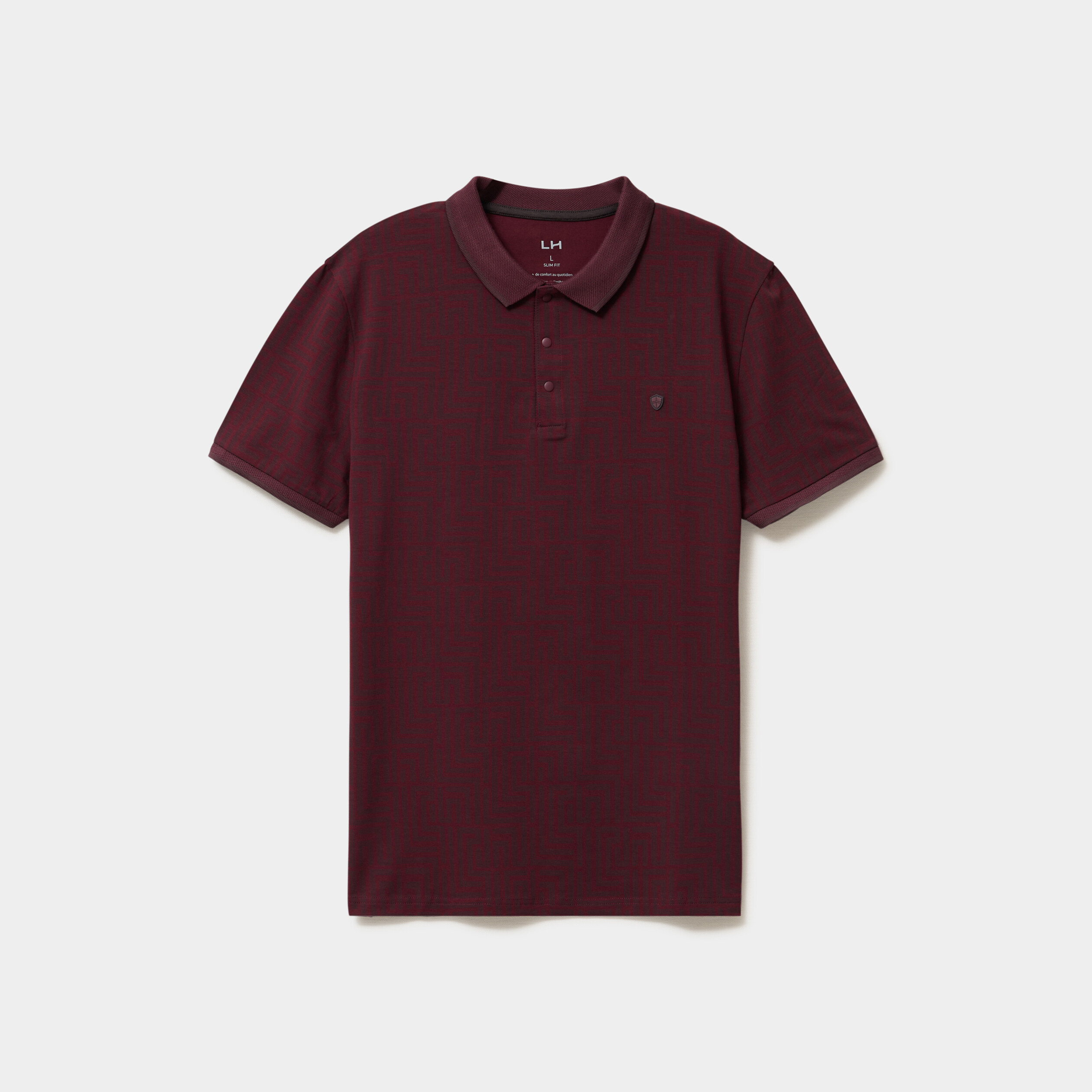 Polo slim manches courtes stretch prune homme