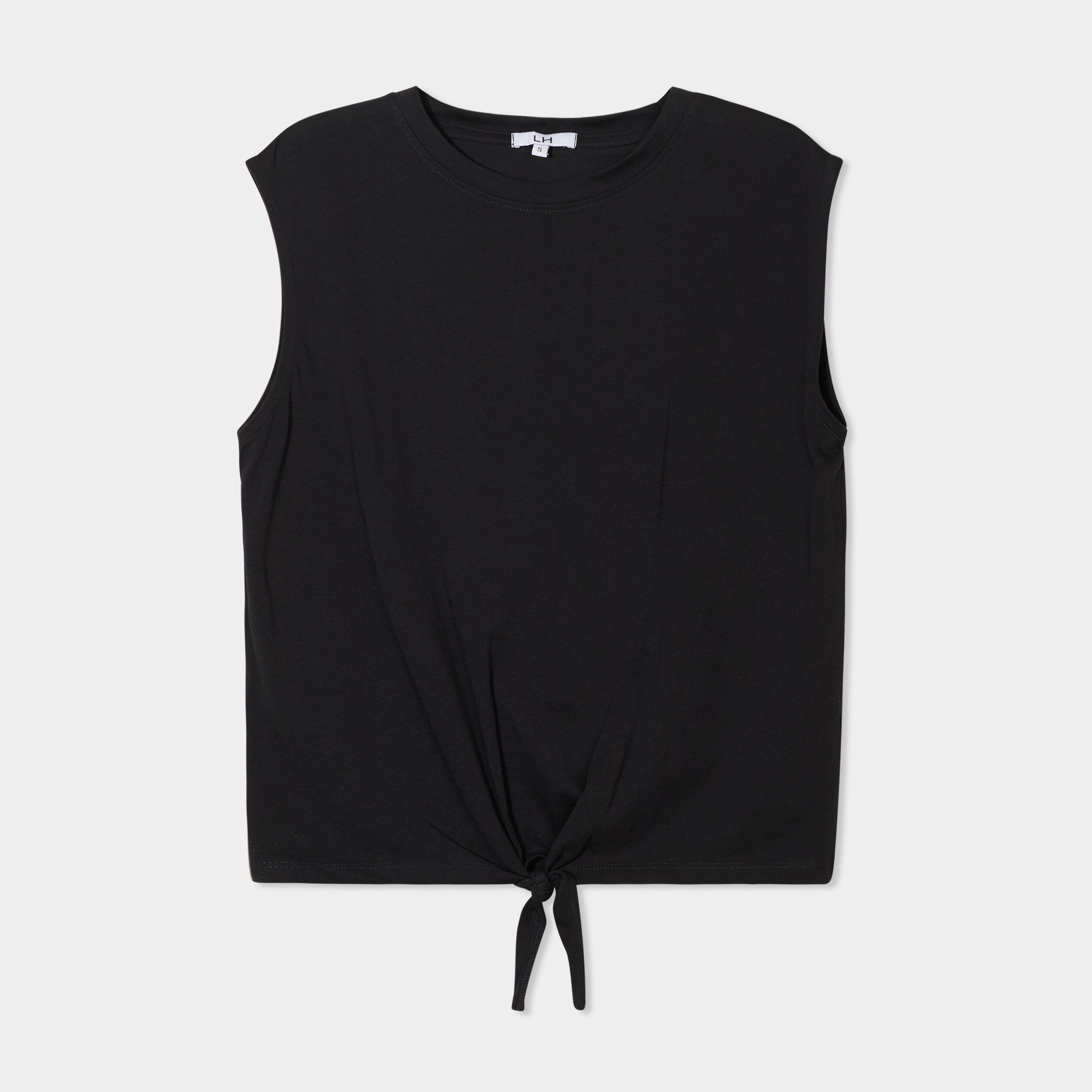 debardeur noue sans manches coton noir femme Débardeur noué sans manches coton noir femme