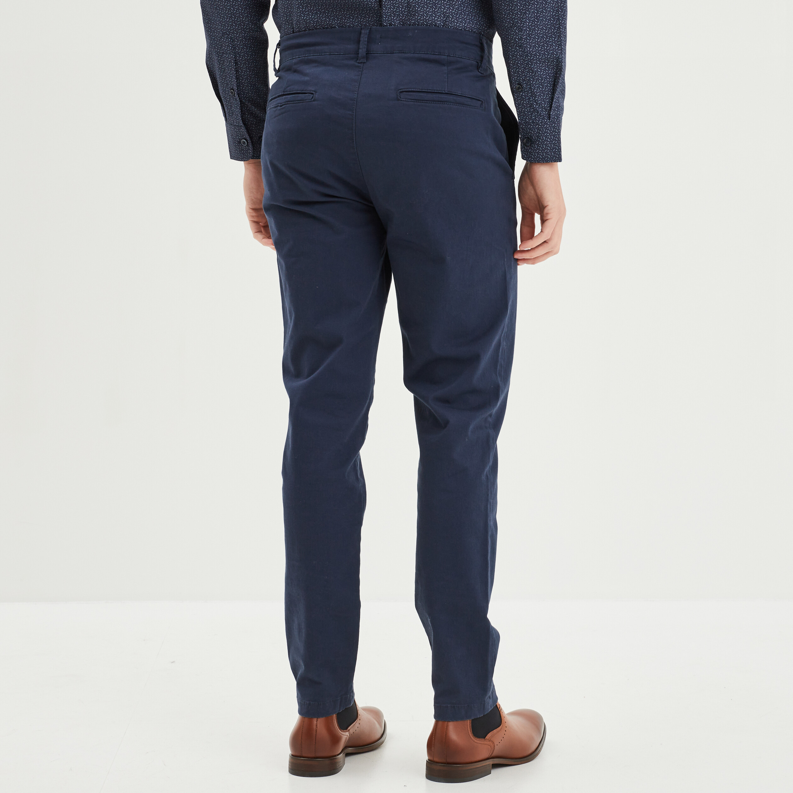 Pantalon chino slim coton bleu marine homme