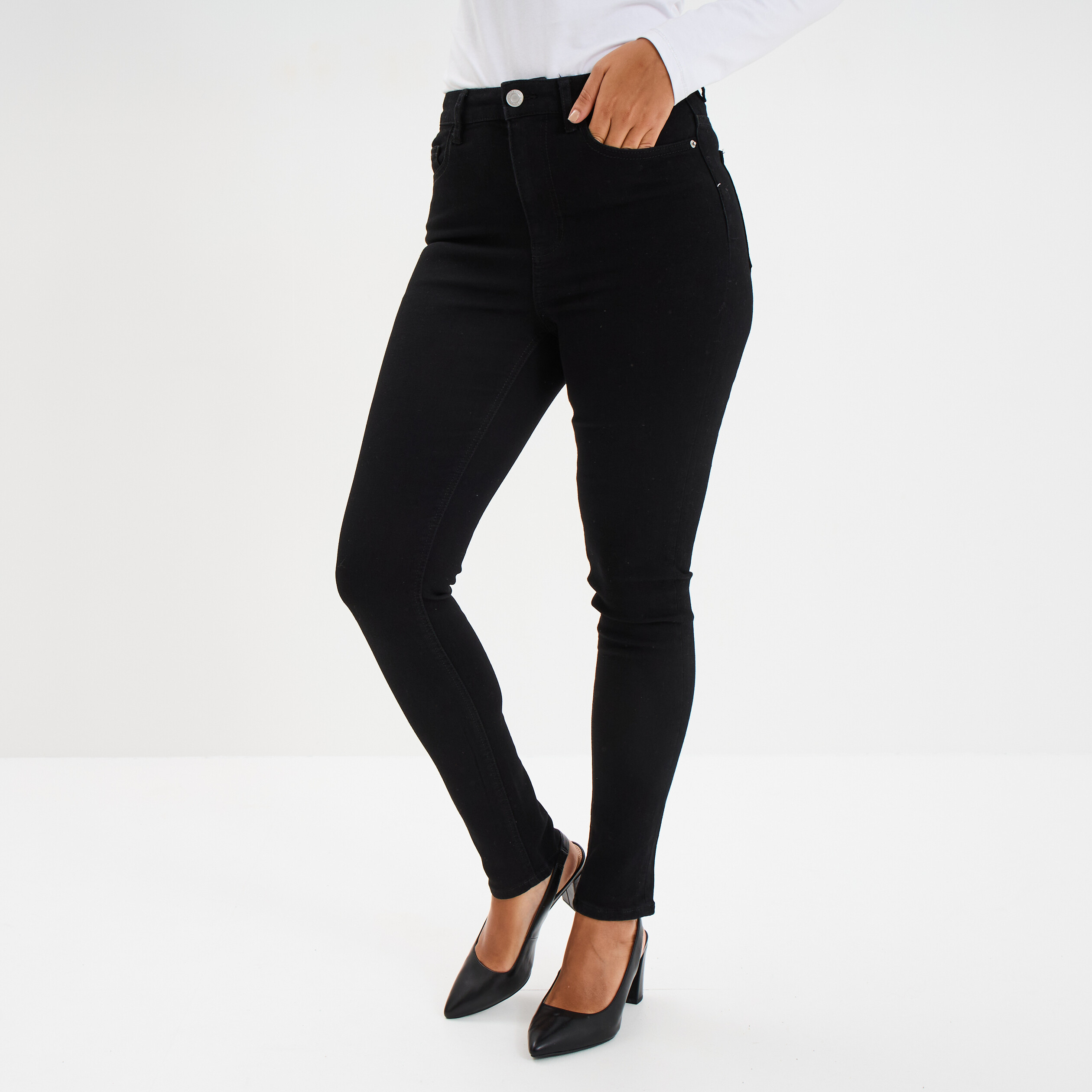 jeans skinny taille haute denim noir femme Jeans skinny taille haute denim noir femme