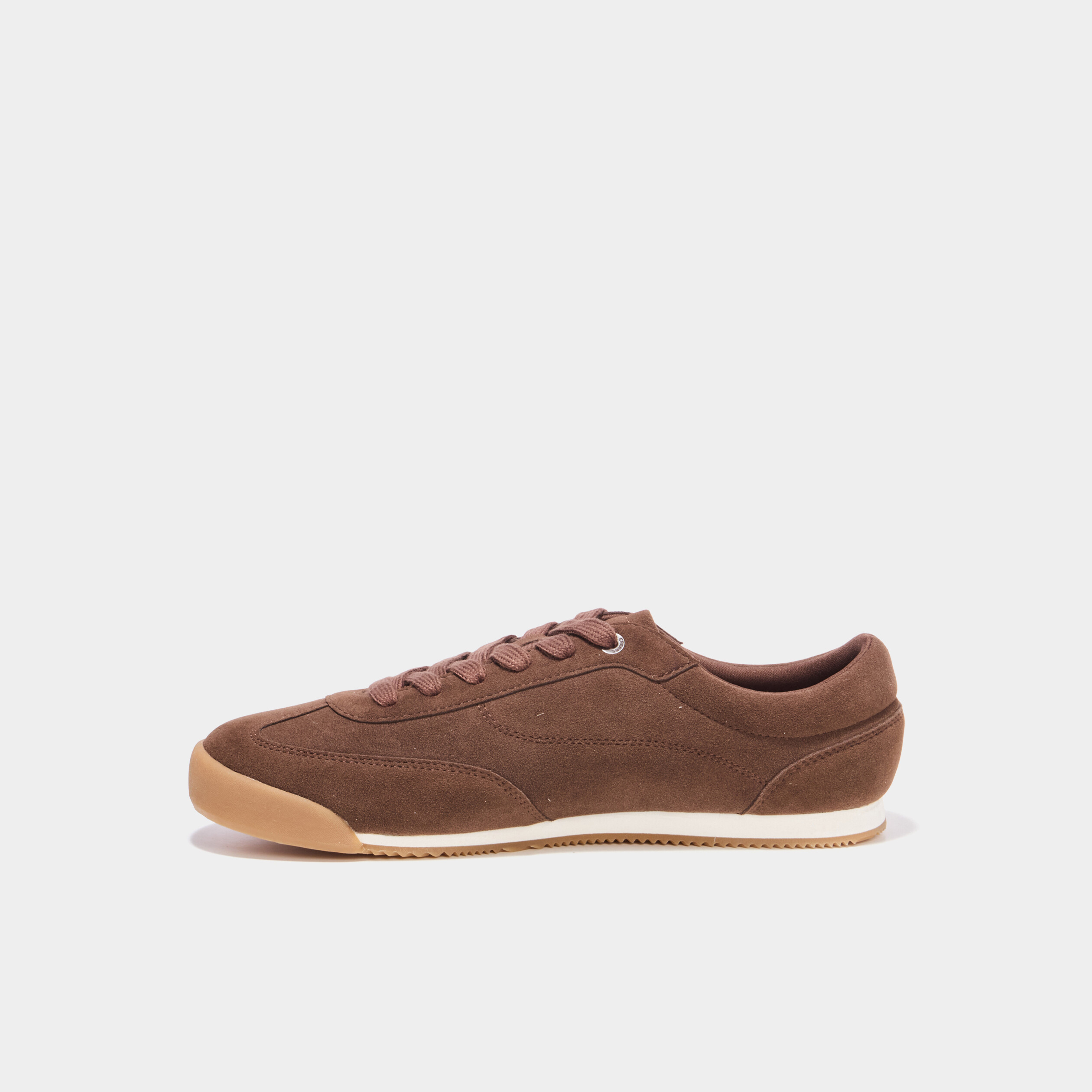 Tennis basses &agrave; lacets effet su&eacute;dine marron homme