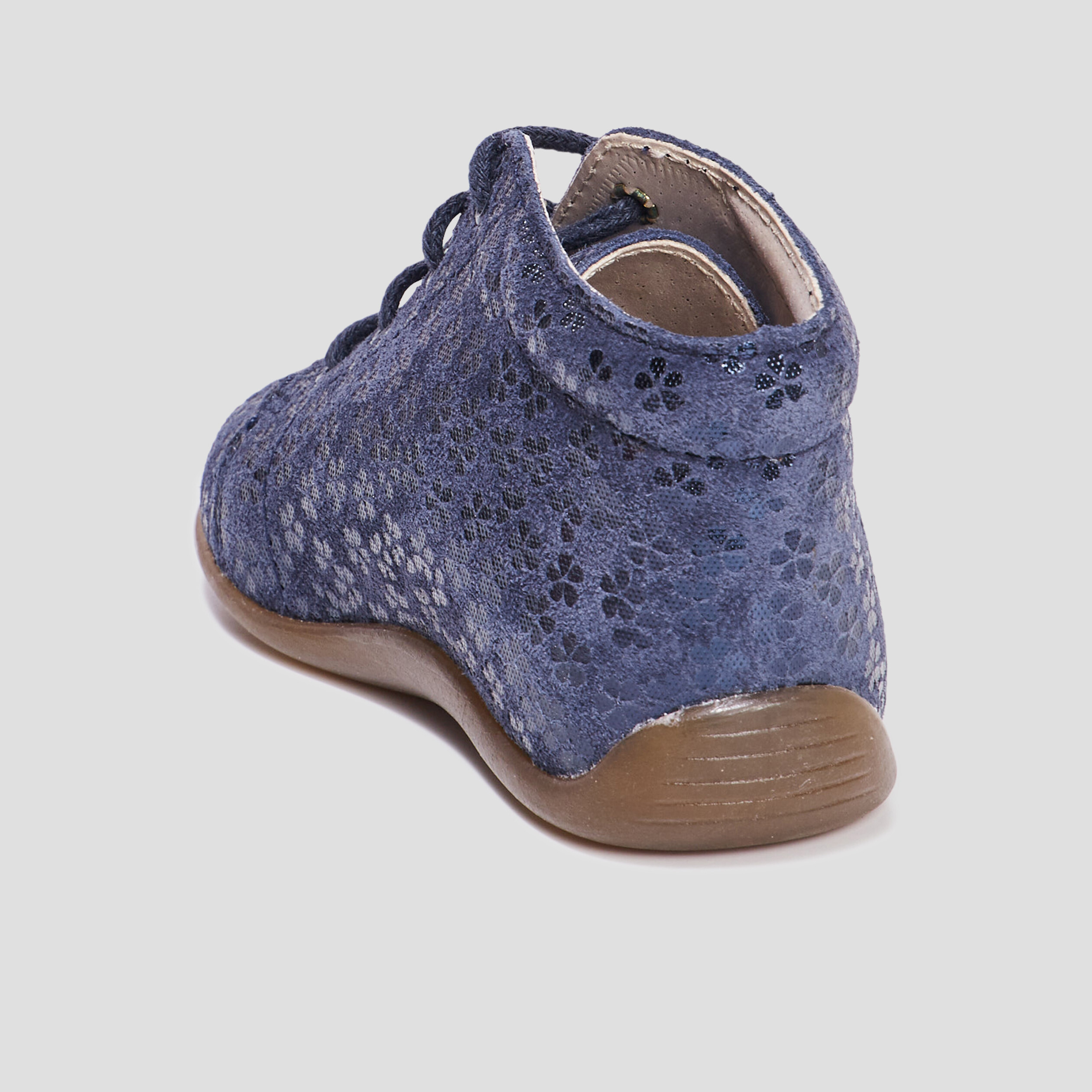 Bottillons à lacets en cuir bleu marine bébé fille