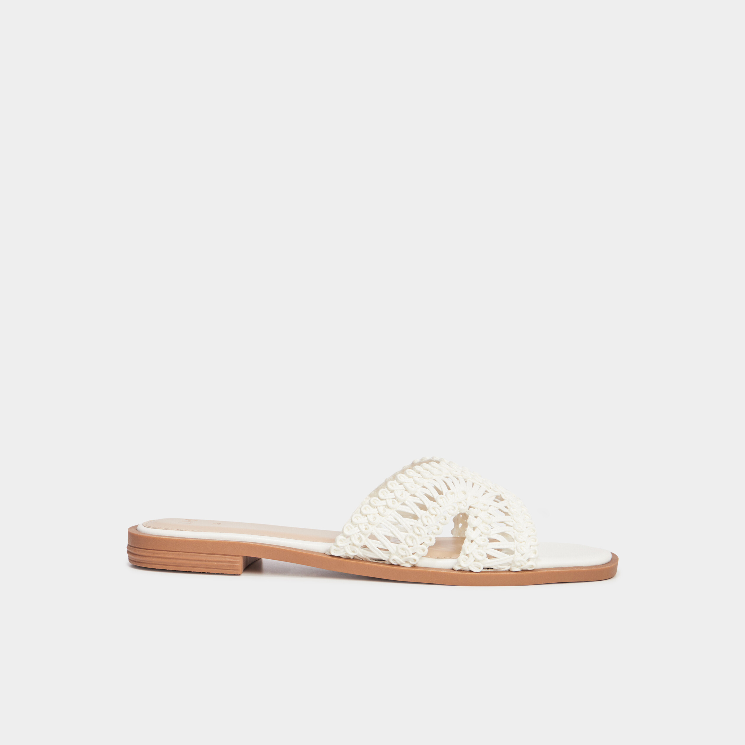 mules effet macrame blanc femme Mules effet macramé blanc femme