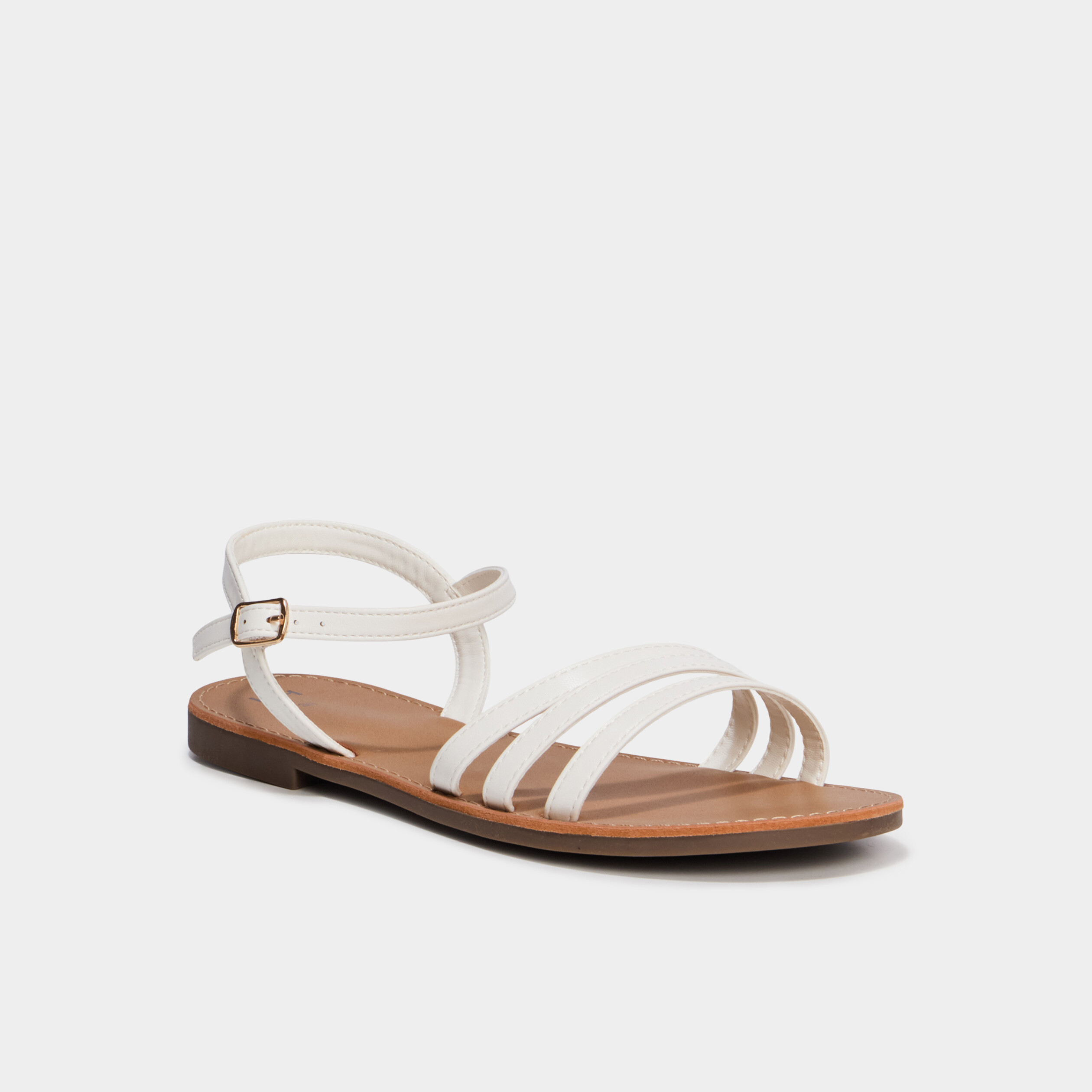 Sandales plates blanc femme