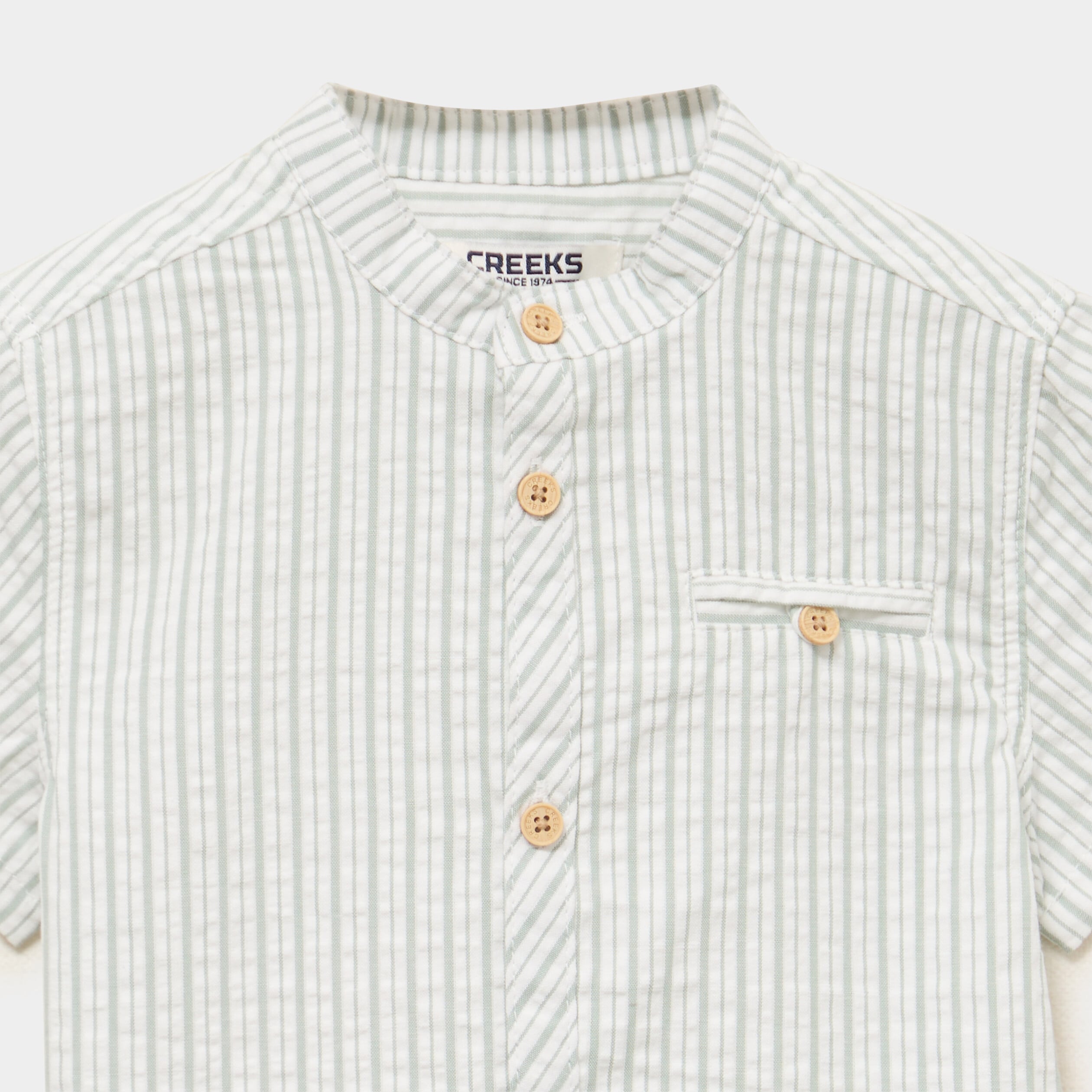 Chemise col mao manches courtes vert pastel b&eacute;b&eacute; gar&ccedil;on