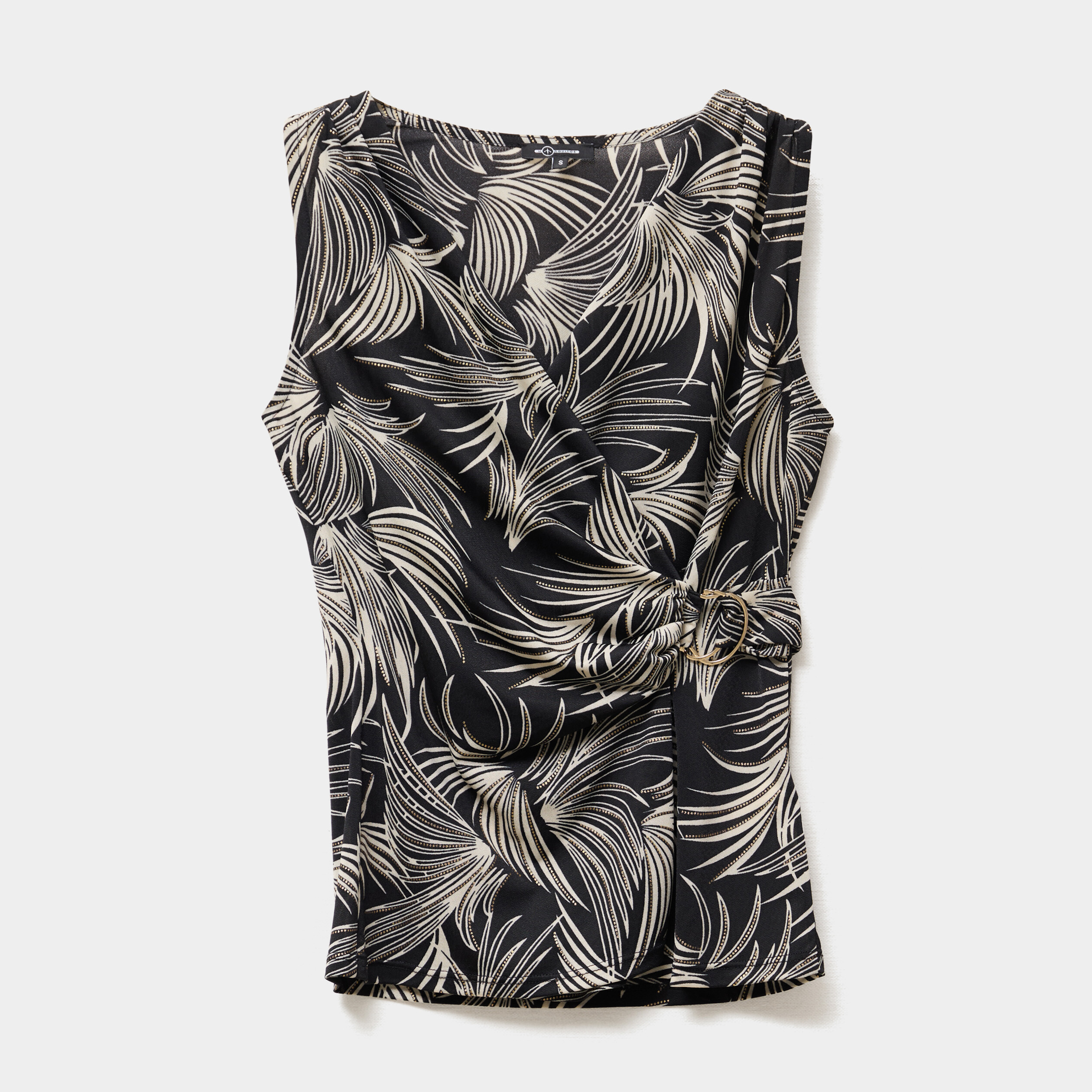 t shirt sans manches col cache coeur noir femme T-shirt sans manches col cache-coeur noir femme