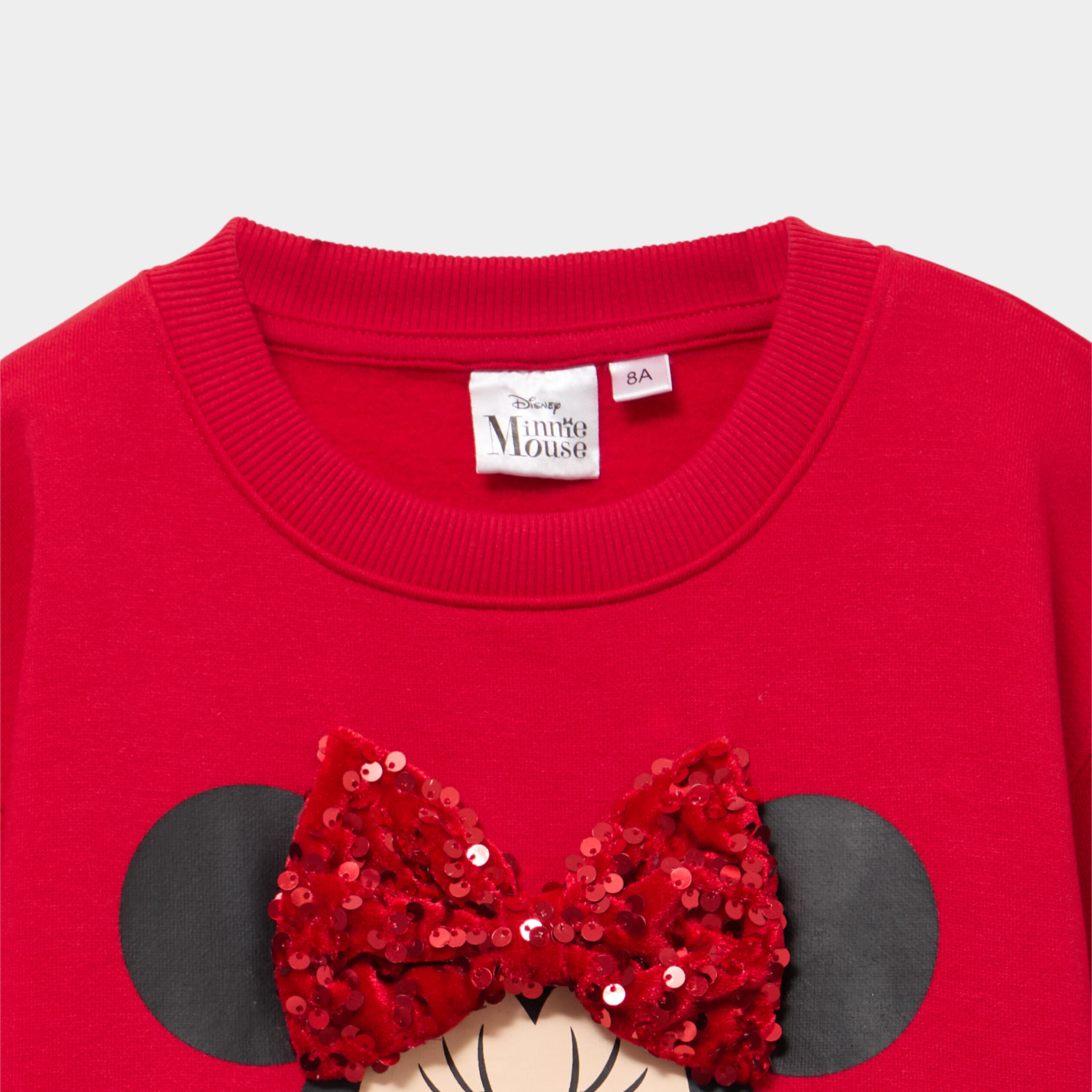 Sweat noeud &agrave; sequins Minnie rouge fille
