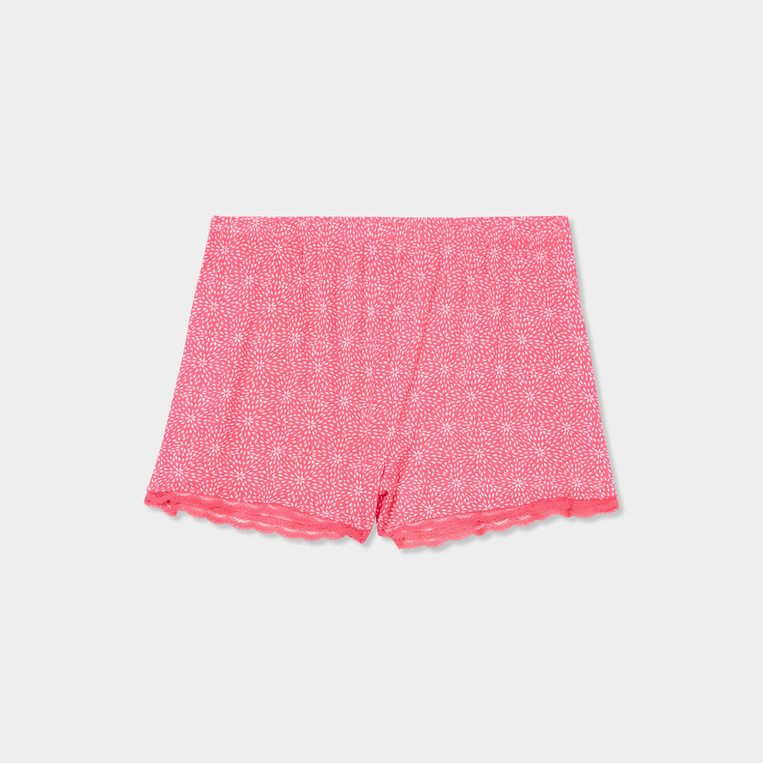 bas de pyjama short details dentelle rouge femme Bas de pyjama short détails dentelle rouge femme