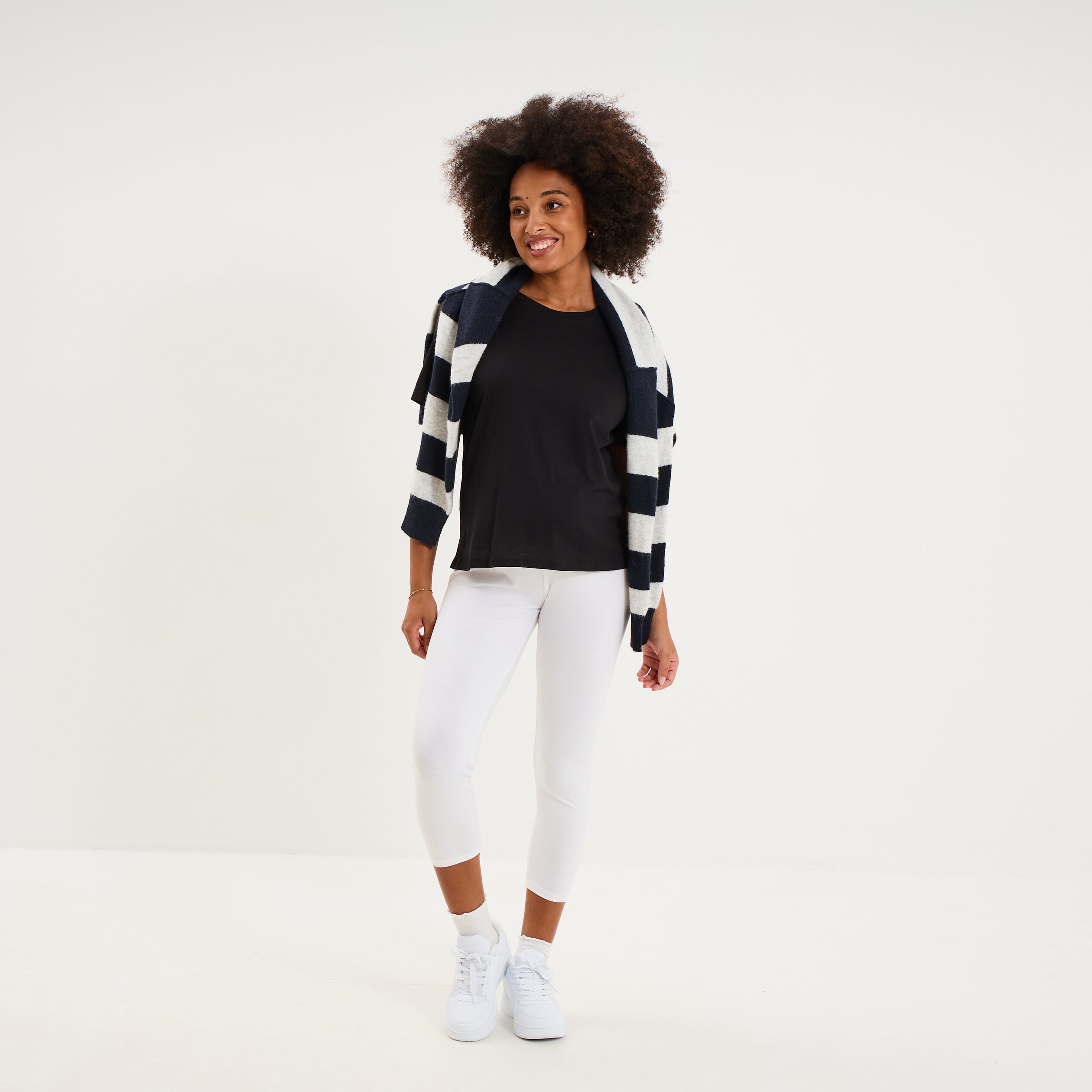Legging 7/8&egrave;me grossesse blanc femme maternit&eacute;