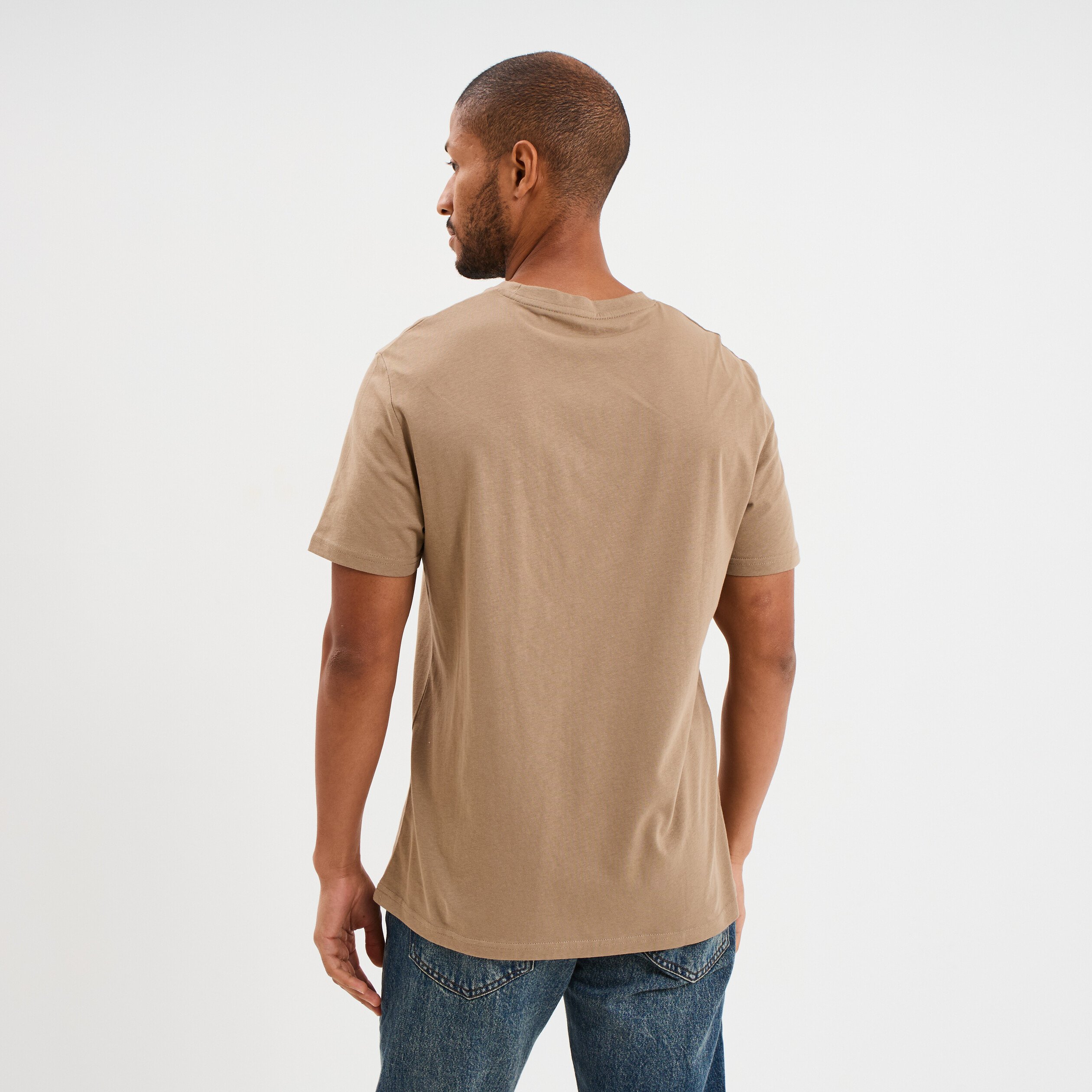 t shirt droit manches courtes coton taupe homme T-shirt droit manches courtes coton taupe homme