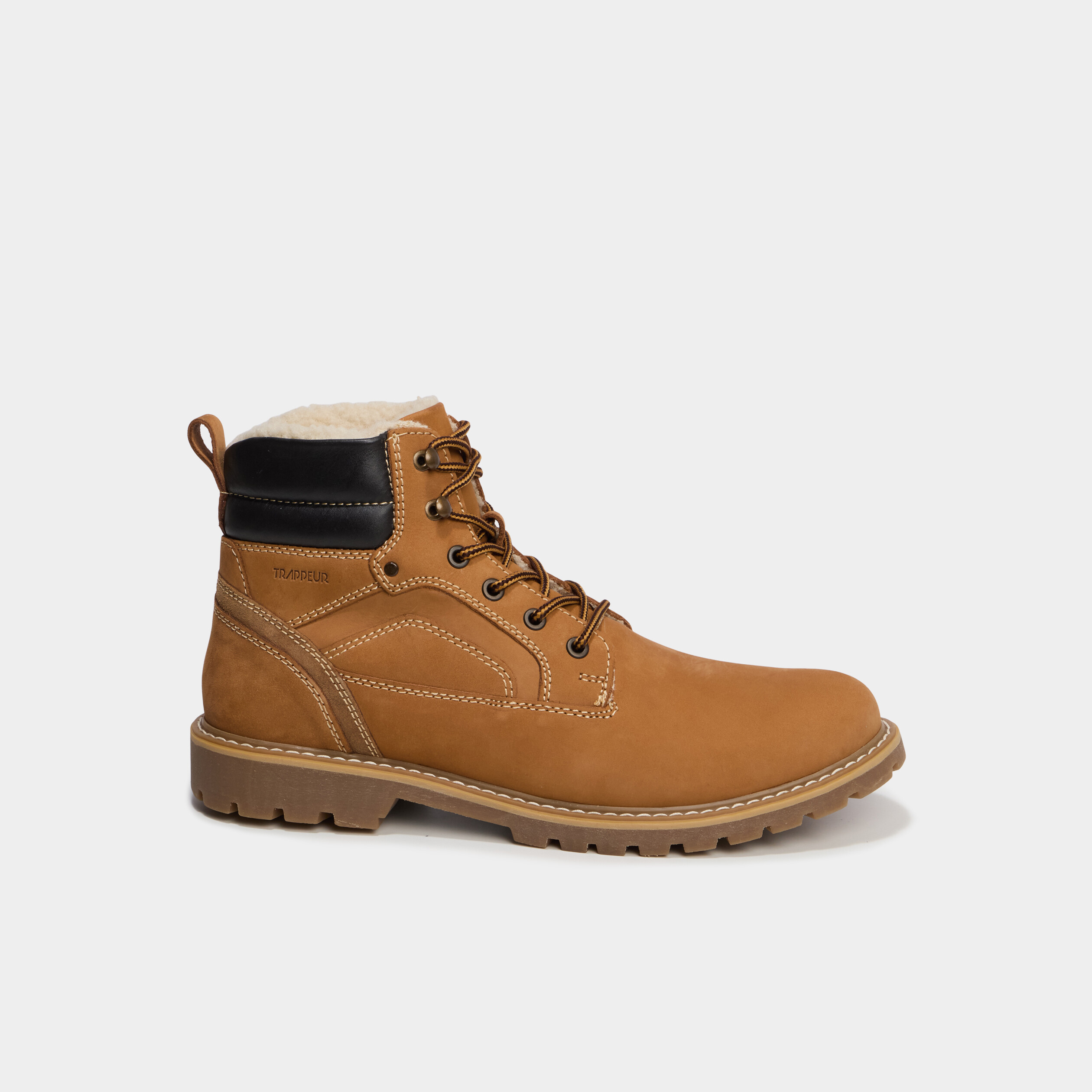 Bottines montantes &agrave; lacets en cuir marron clair homme