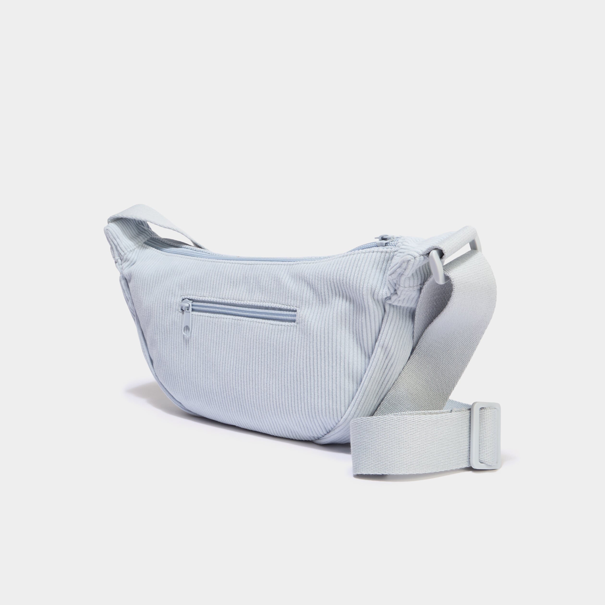 Sac banane effet velours c&ocirc;tel&eacute; bleu gris femme