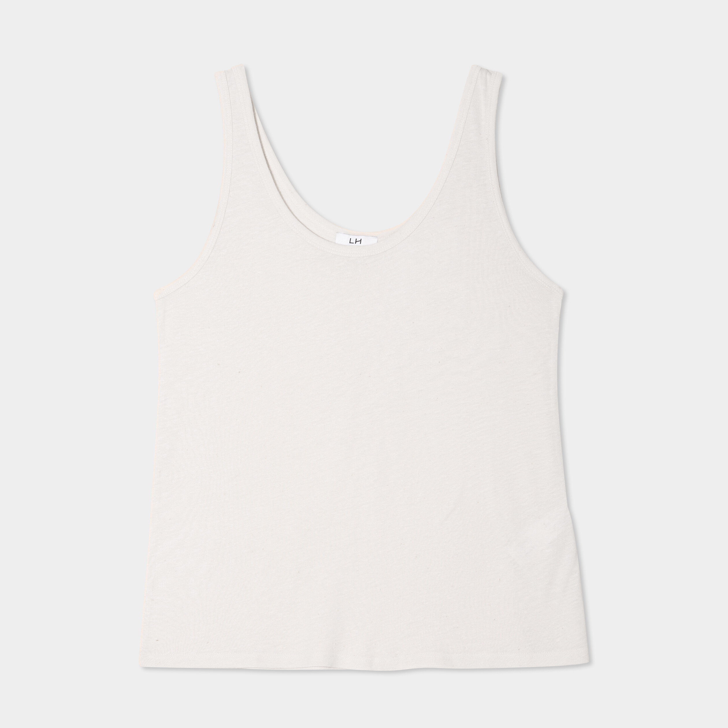 debardeur col rond lin melange gris clair femme Débardeur col rond lin mélangé gris clair femme