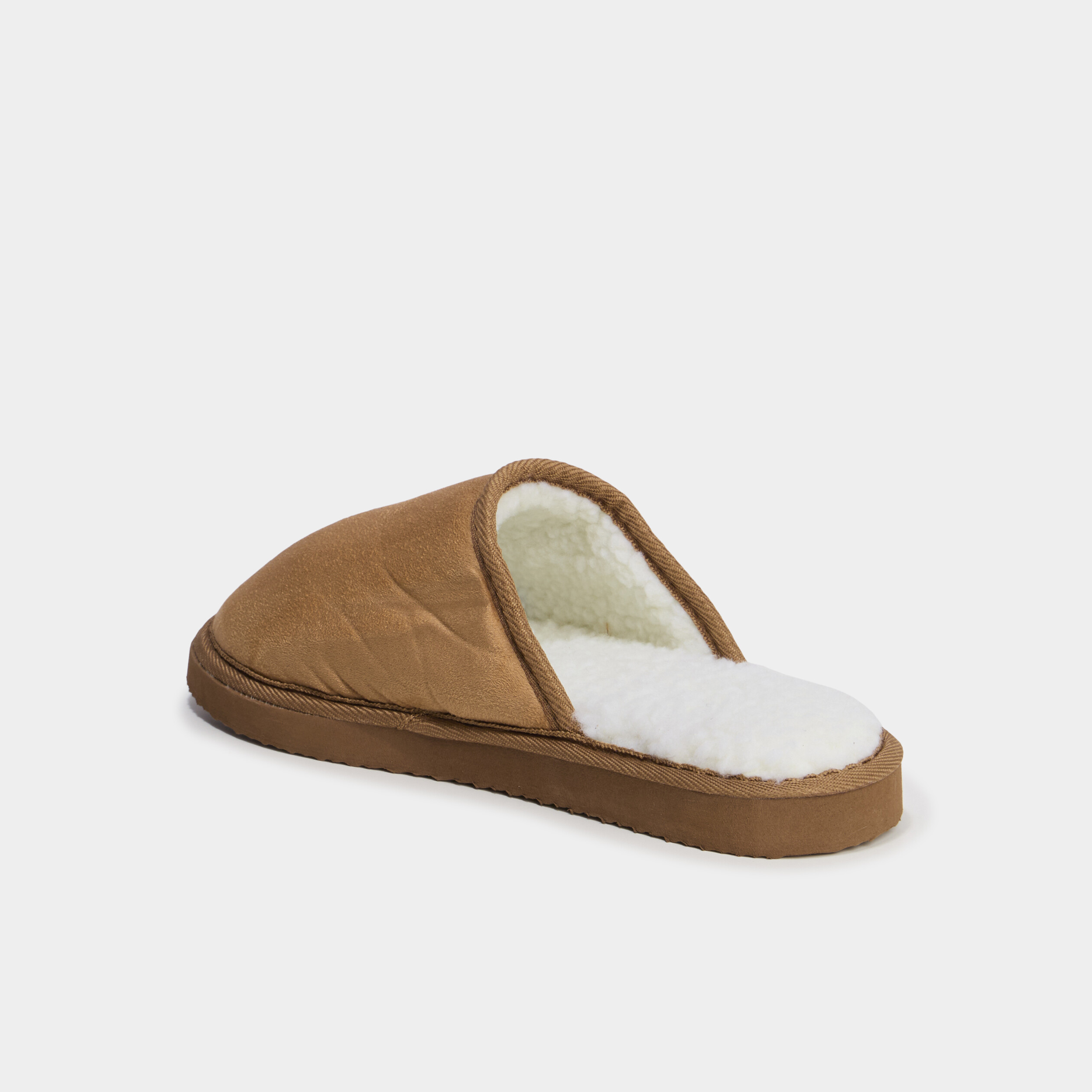Chaussons mules doublure effet polaire camel homme