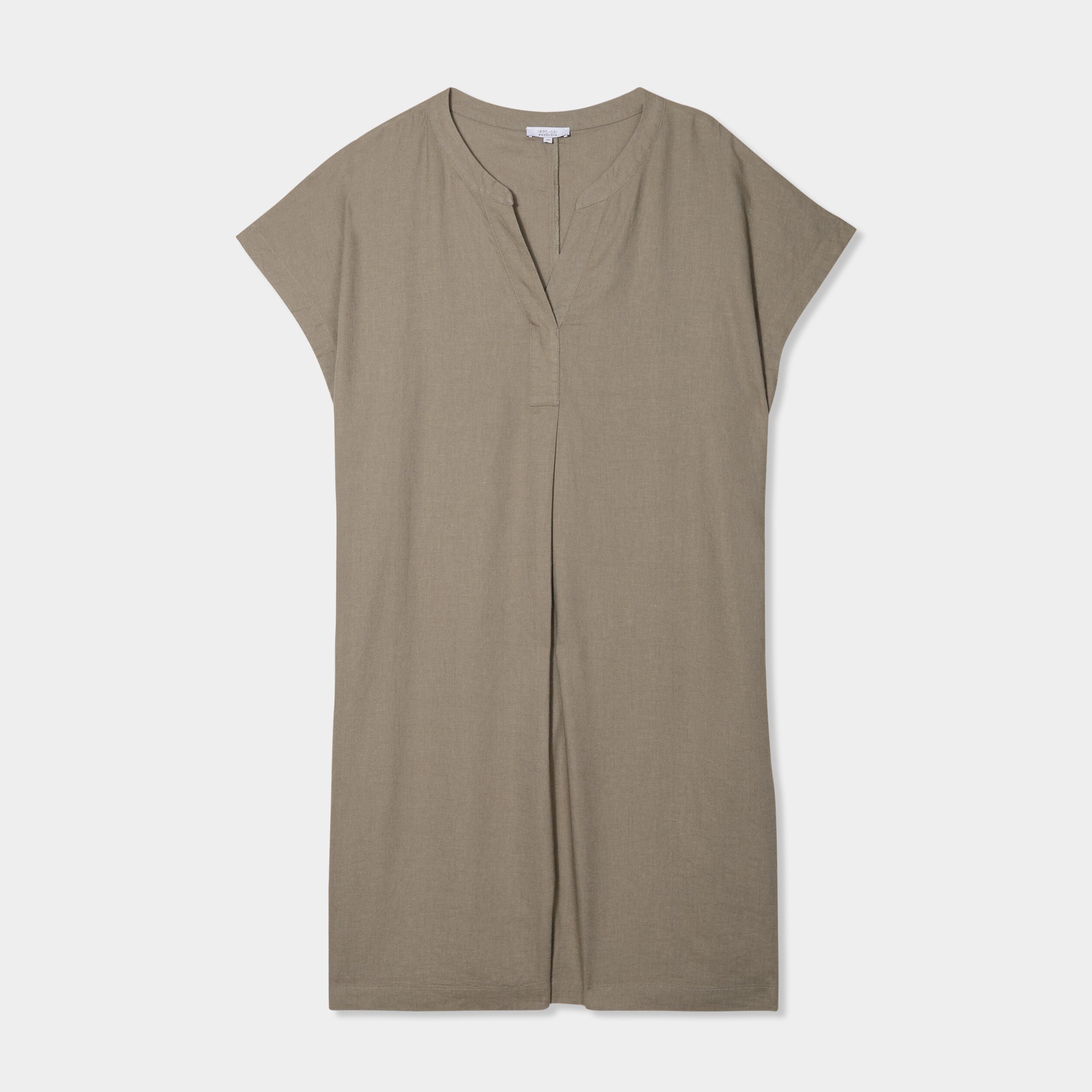 robe droite genou col tunisien vert kaki femmegt Robe droite genou col tunisien vert kaki femme grande taille