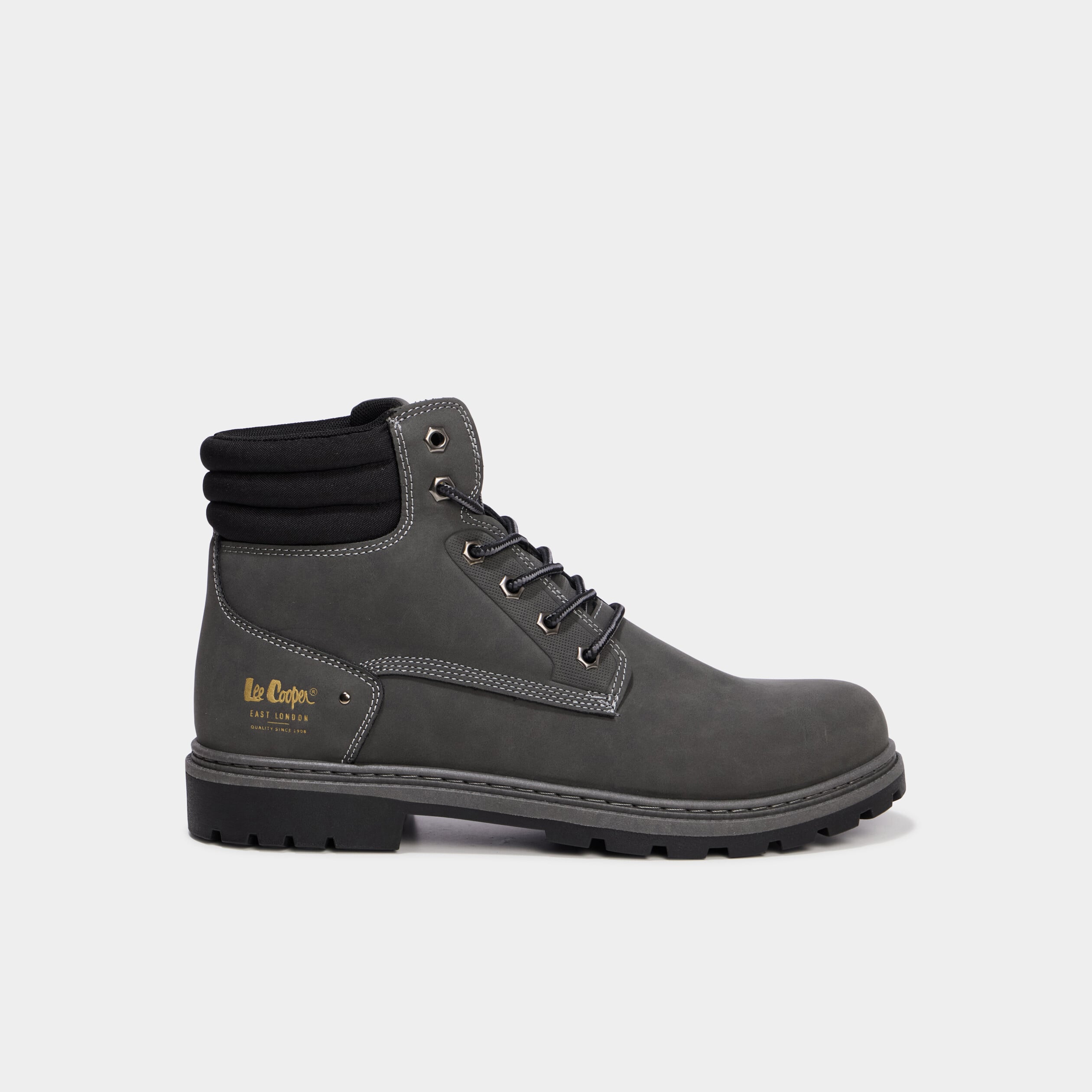 Boots &agrave; lacets avec semelle crant&eacute;e gris homme