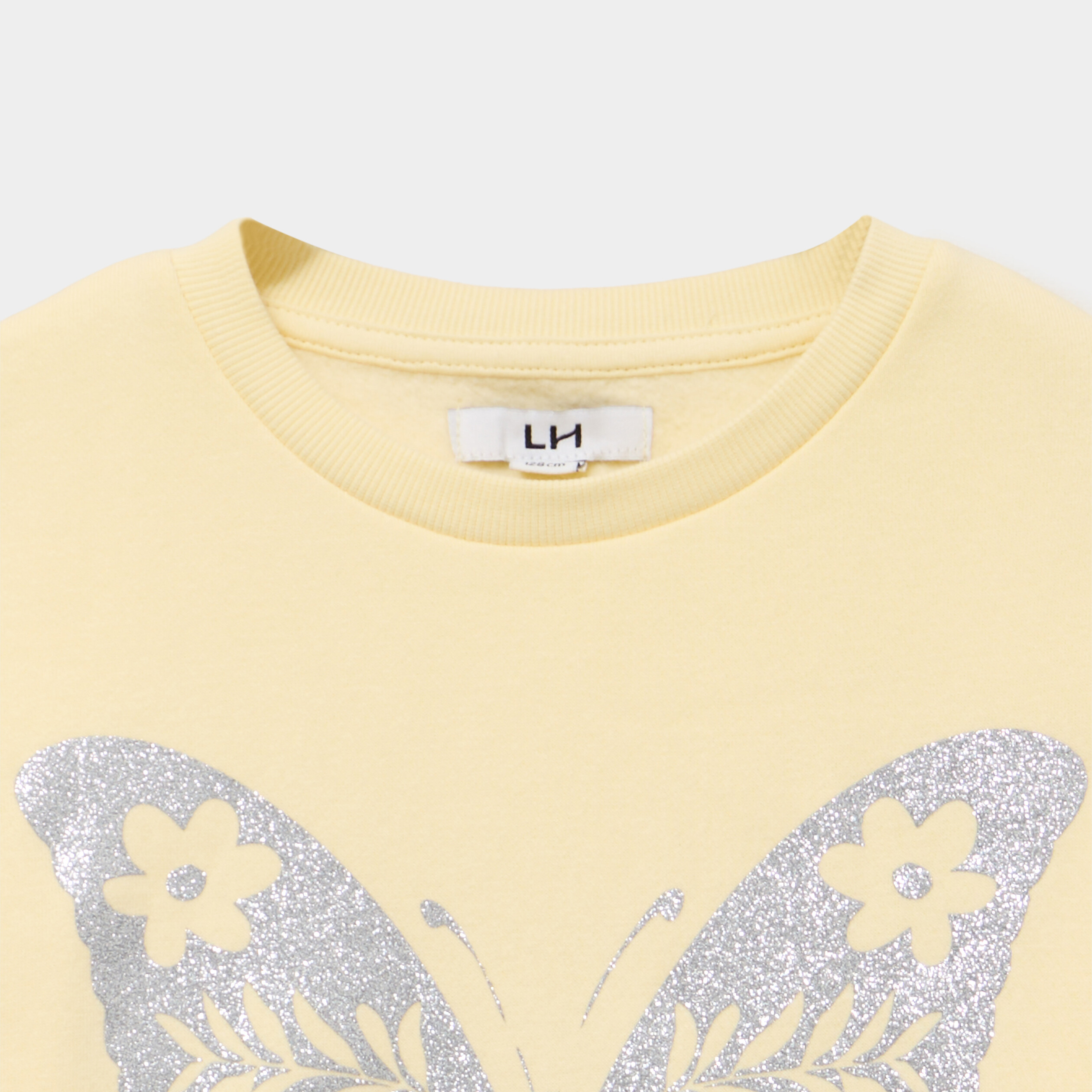 Sweat oversize col rond jaune clair fille