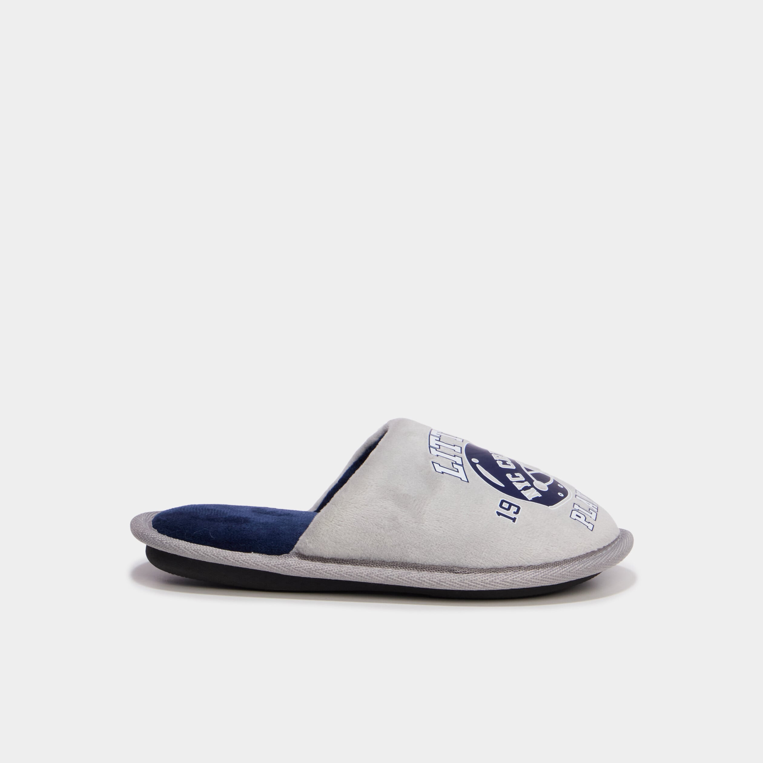 Chaussons mules effet velours gris clair gar&ccedil;on