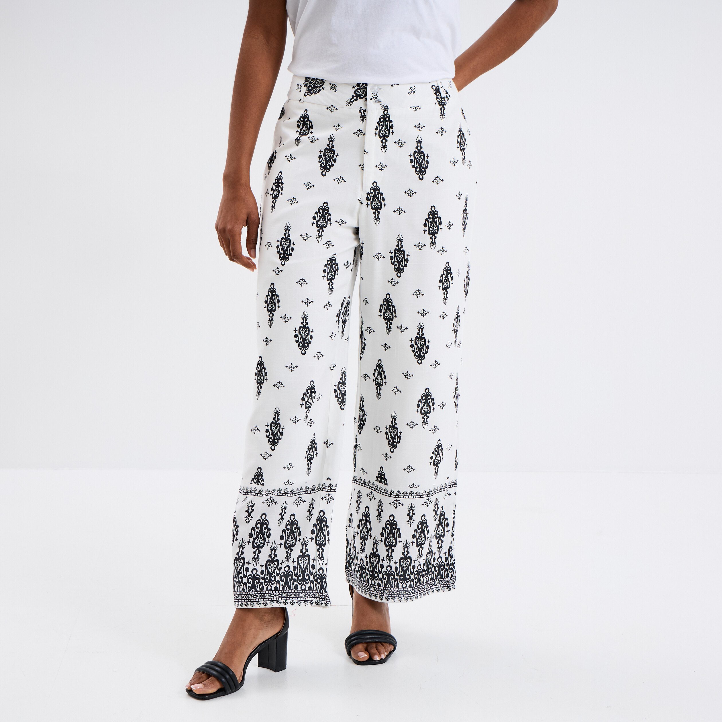 pantalon regular ecru femme Pantalon regular ecru femme