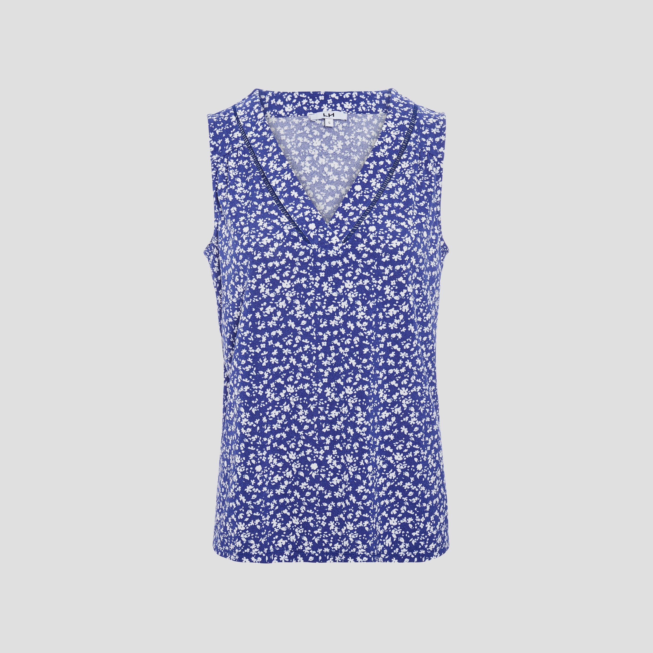 Débardeur fluide col V bleu electrique femme