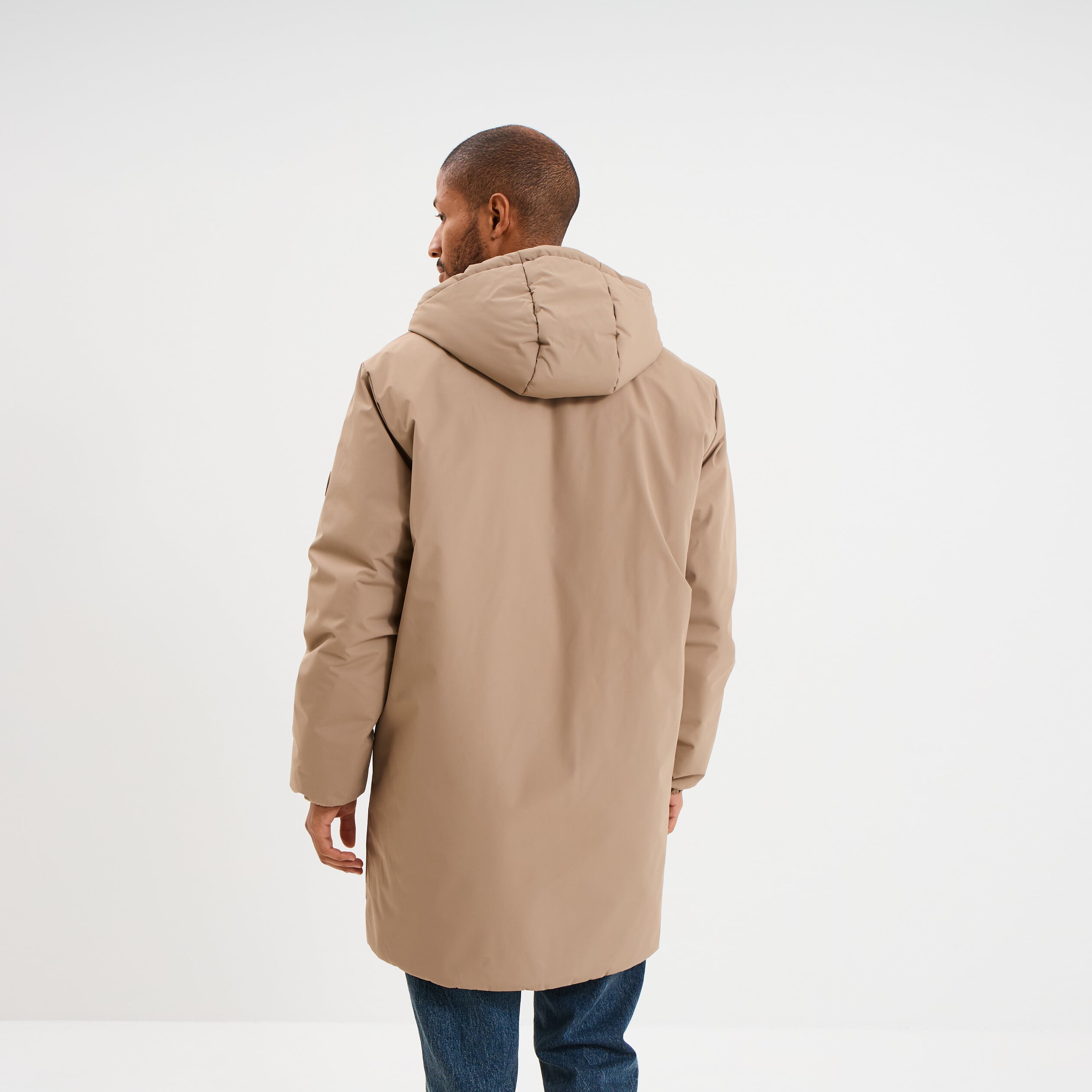 Parka d&eacute;perlante doubl&eacute;e &agrave; capuche taupe homme