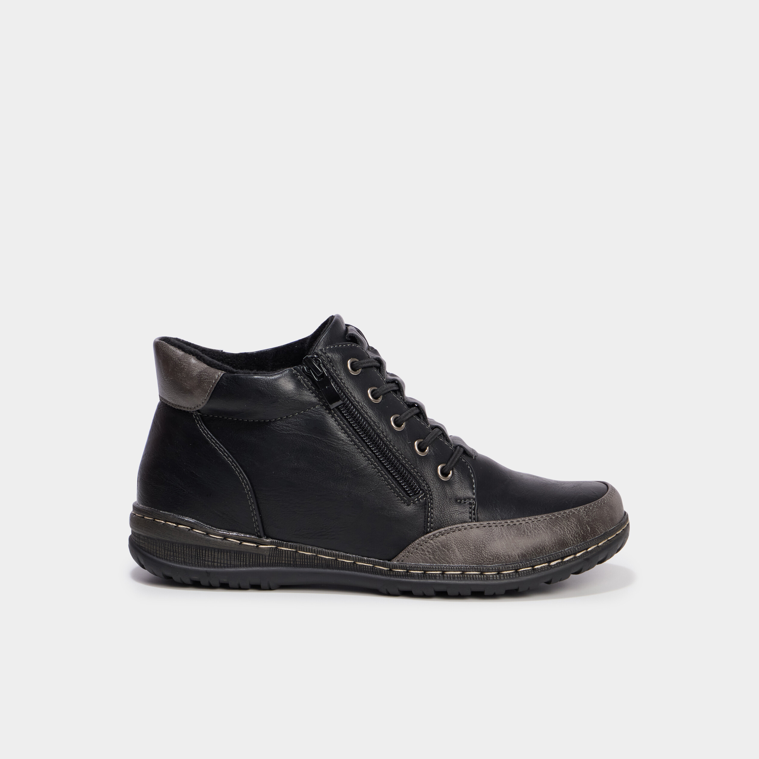 Boots zipp&eacute;es &agrave; lacets noir femme