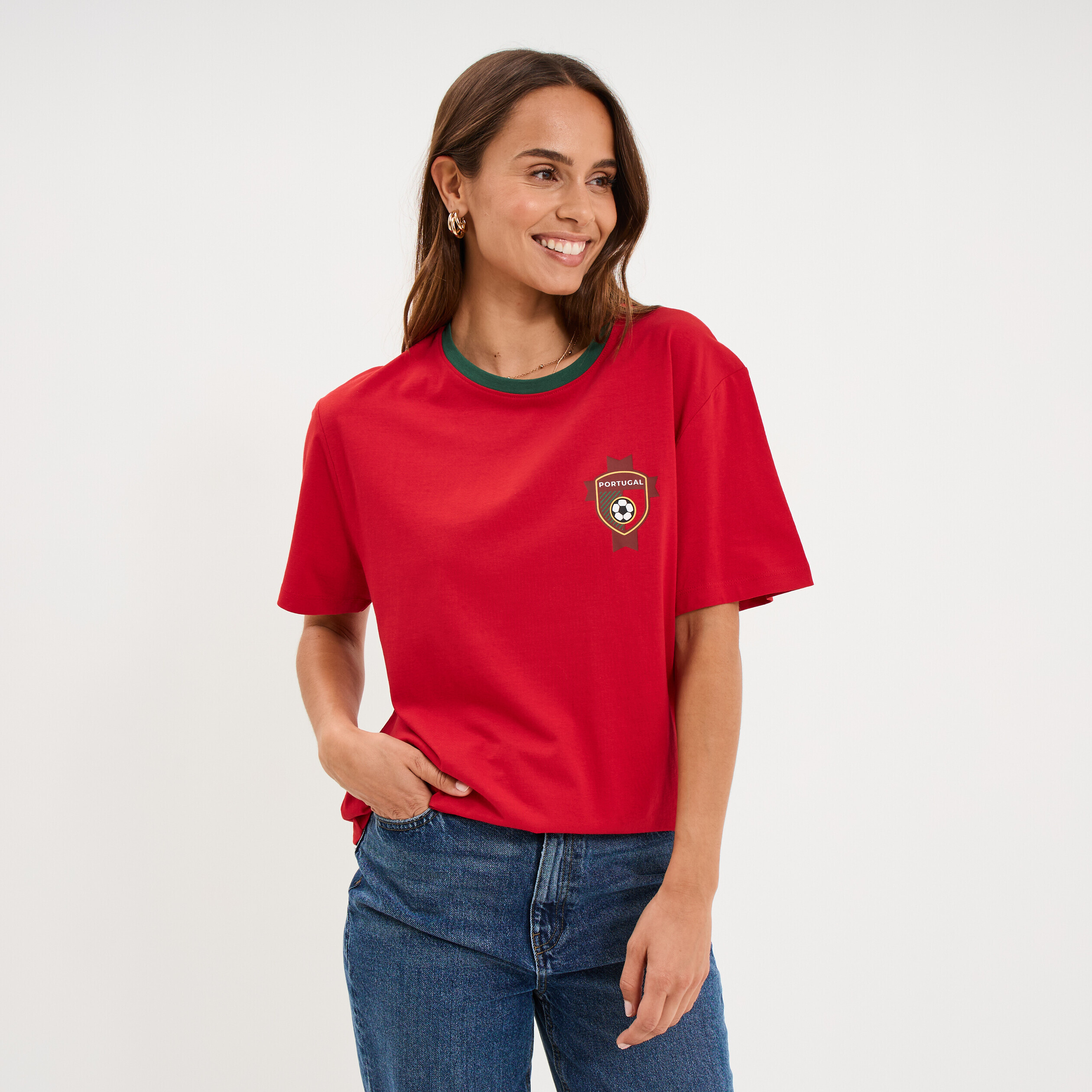 T-shirt maillot de football Portugal rouge mixte