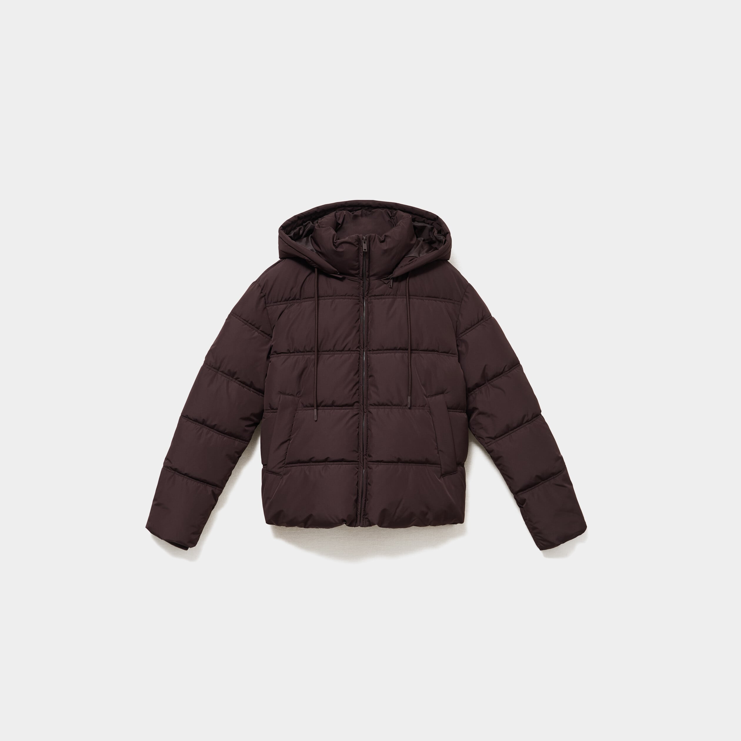 Doudoune &agrave; capuche zipp&eacute;e femme marron fonc&eacute; femme