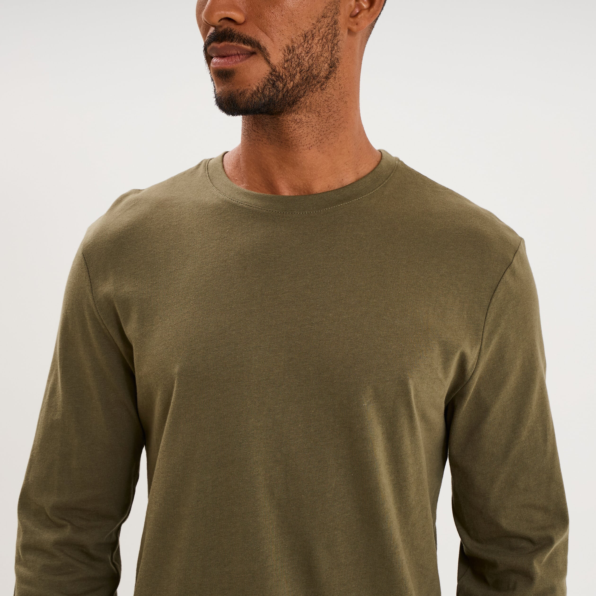 T-shirt manches longues vert kaki homme