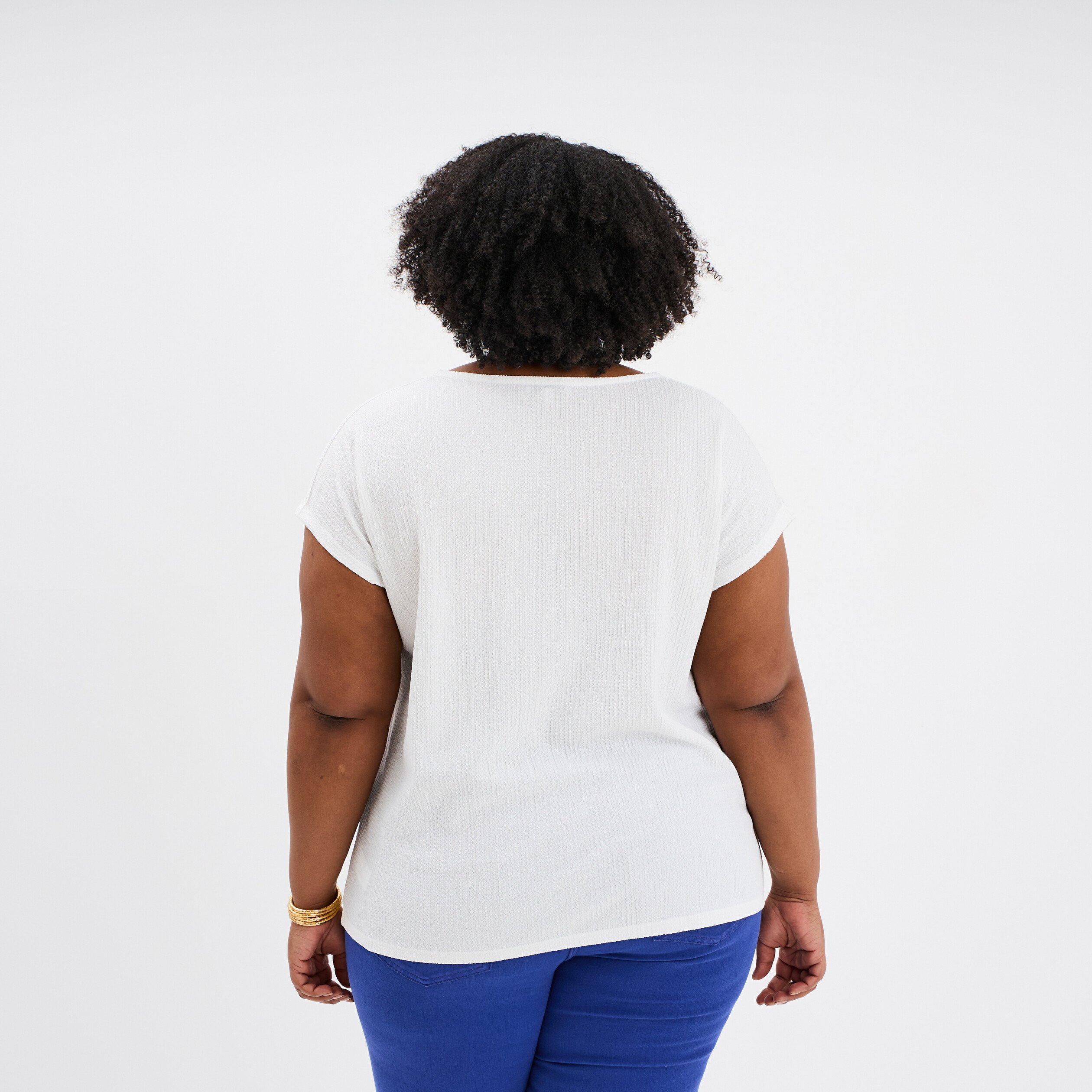 t shirt bandes dentelle col en v blanc femmegt T-shirt bandes dentelle col en V blanc femme grande taille