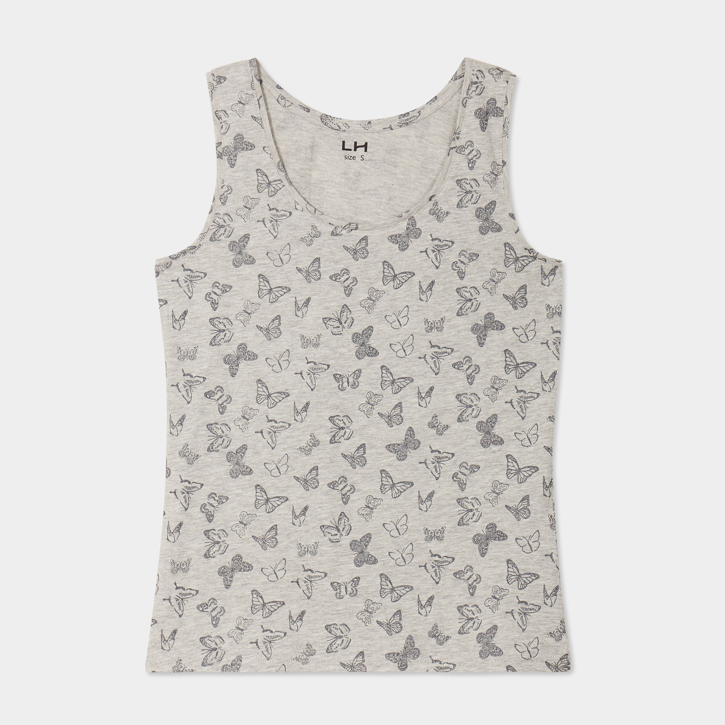 Débardeur coton bretelles larges gris clair femme