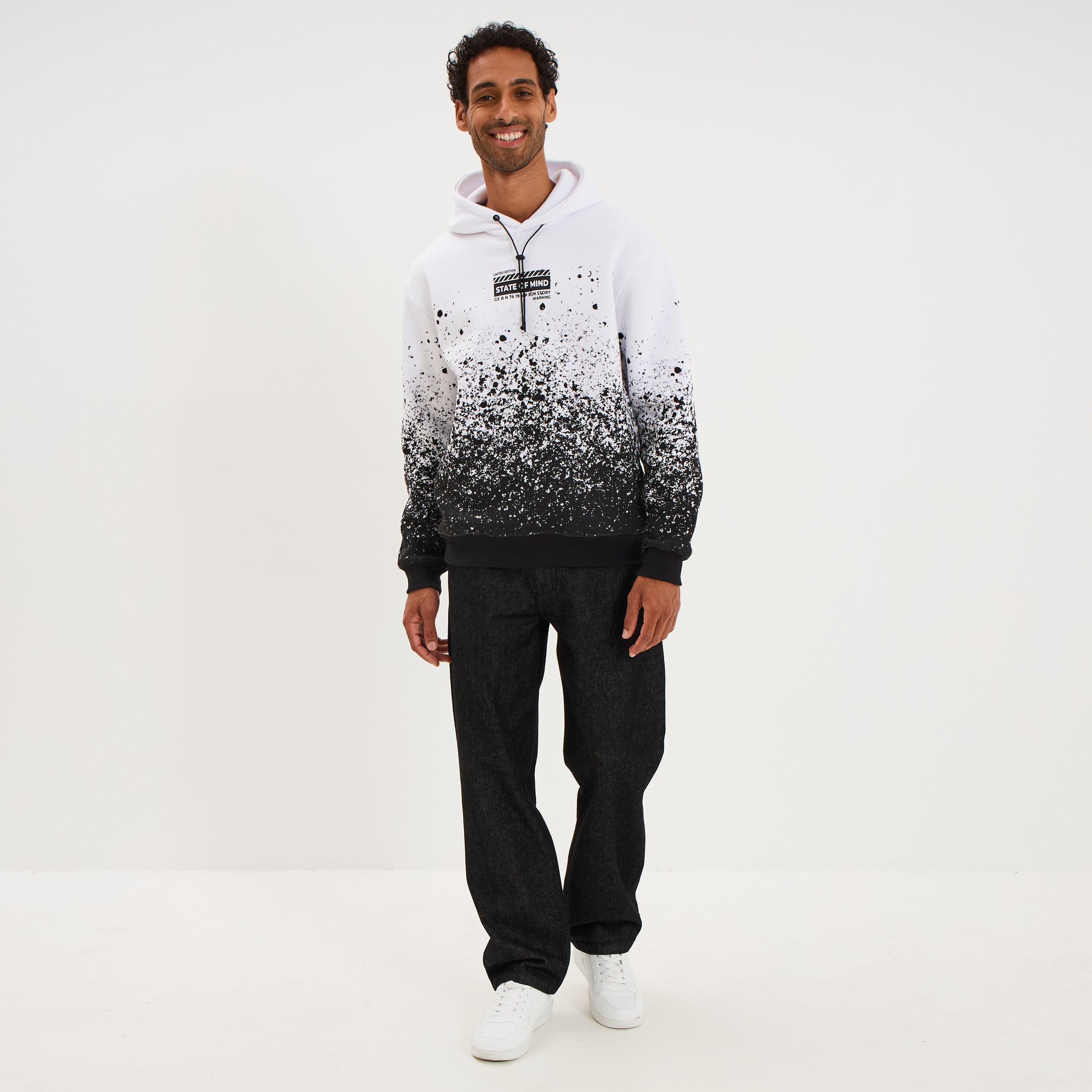 Sweat hoodie &agrave; capuche blanc homme