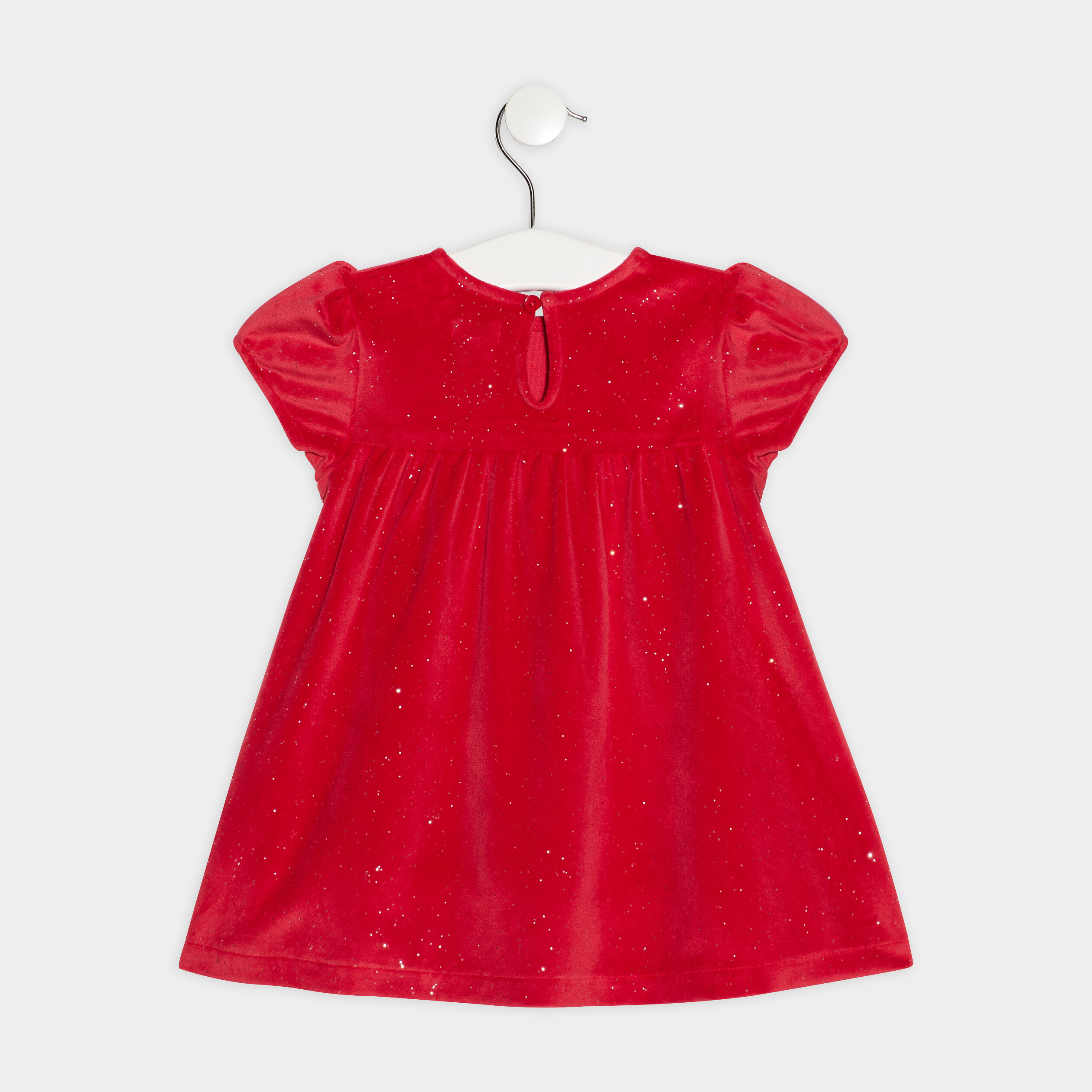 Robe évasée velours rouge bébé fille