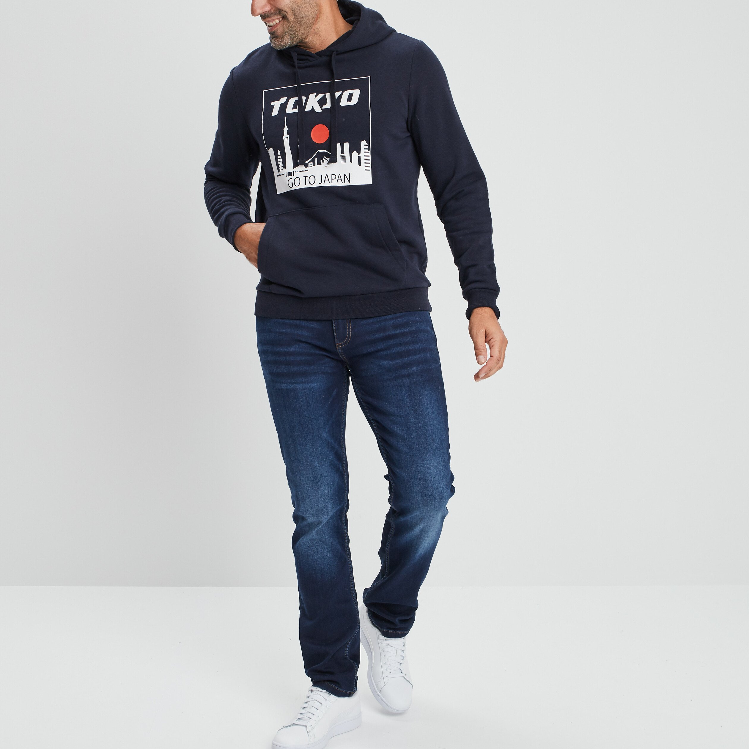 Sweat à capuche hoodie bleu marine homme