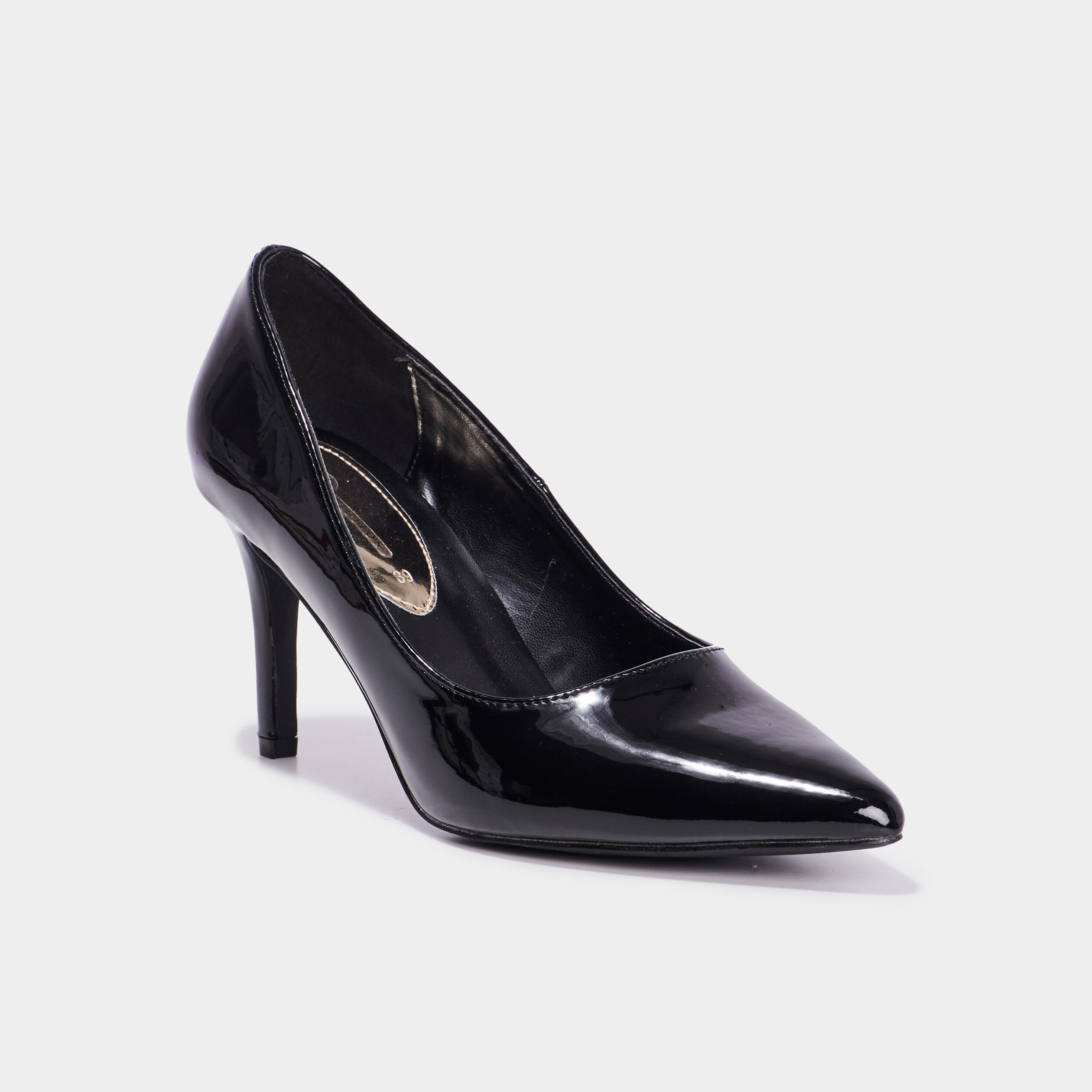 Escarpins vernis &agrave; talons noir femme
