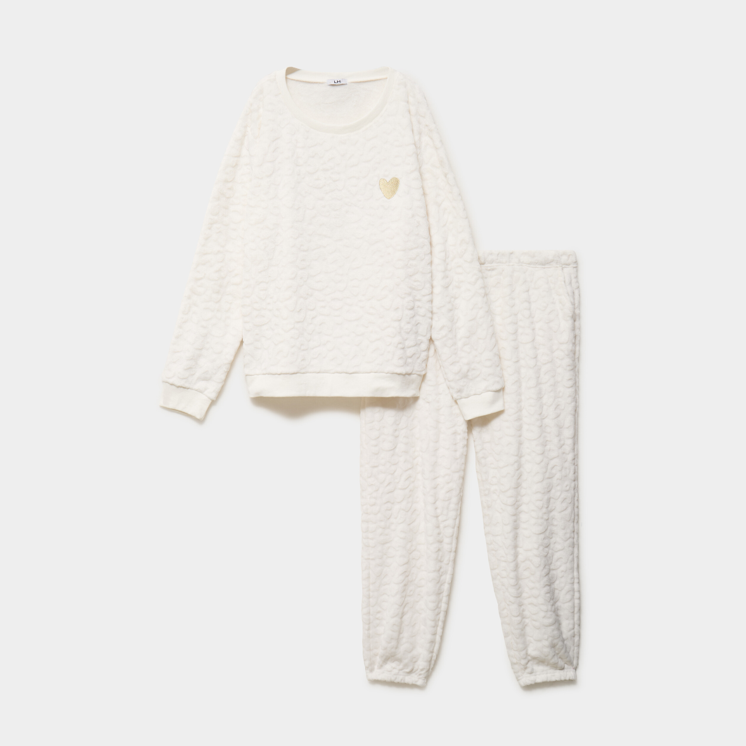 Ensemble pyjama velours sweat pantalon blanc femme grande taille