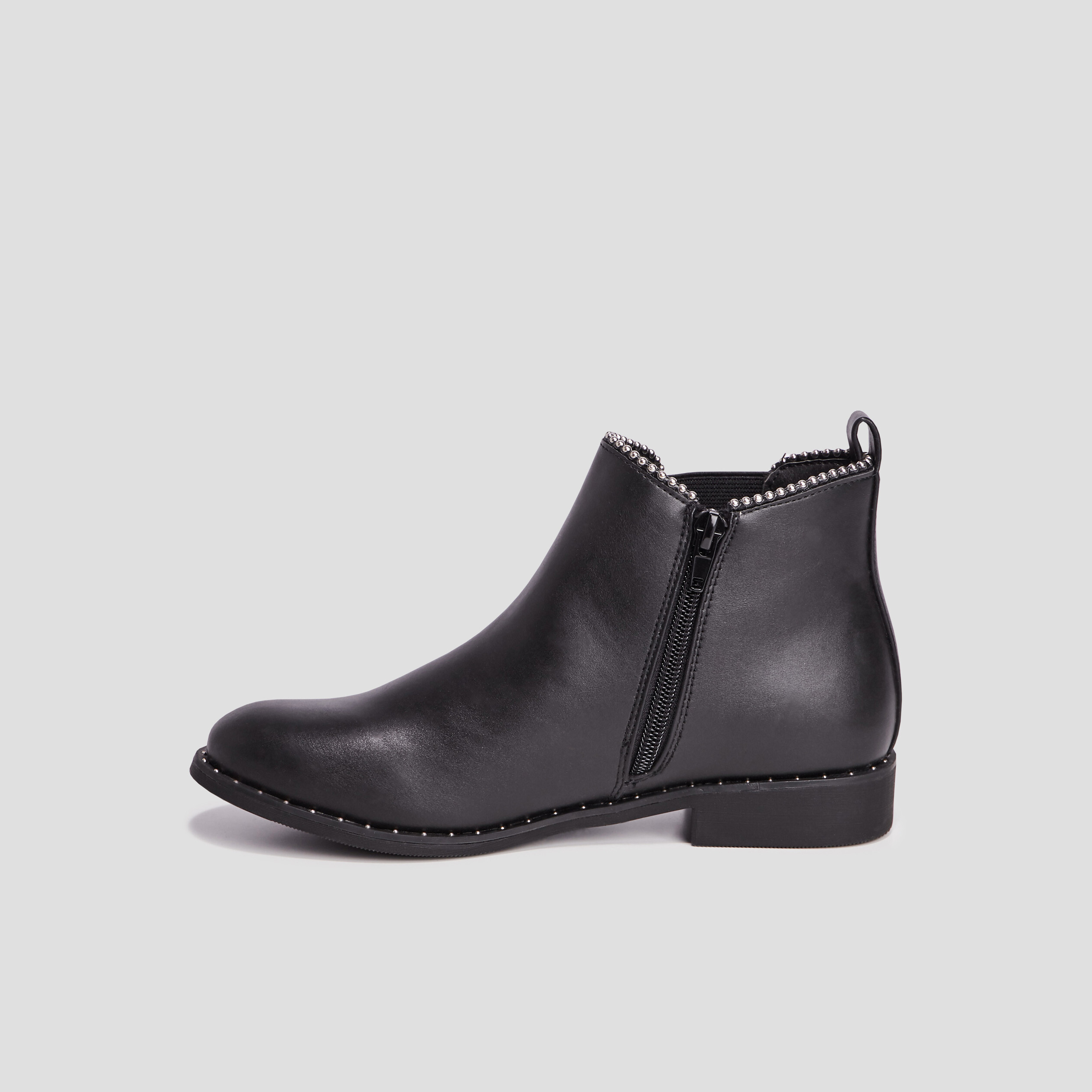 Bottines chelsea &agrave; clous noir fille