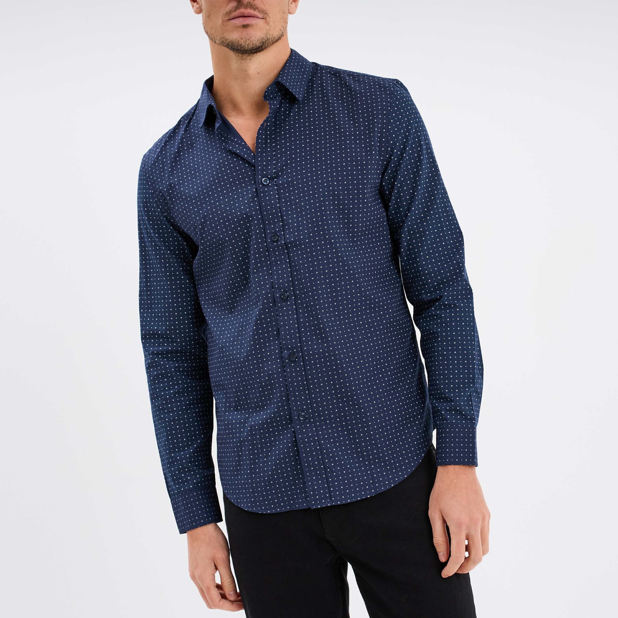 Chemise droite repassage facile bleu marine homme