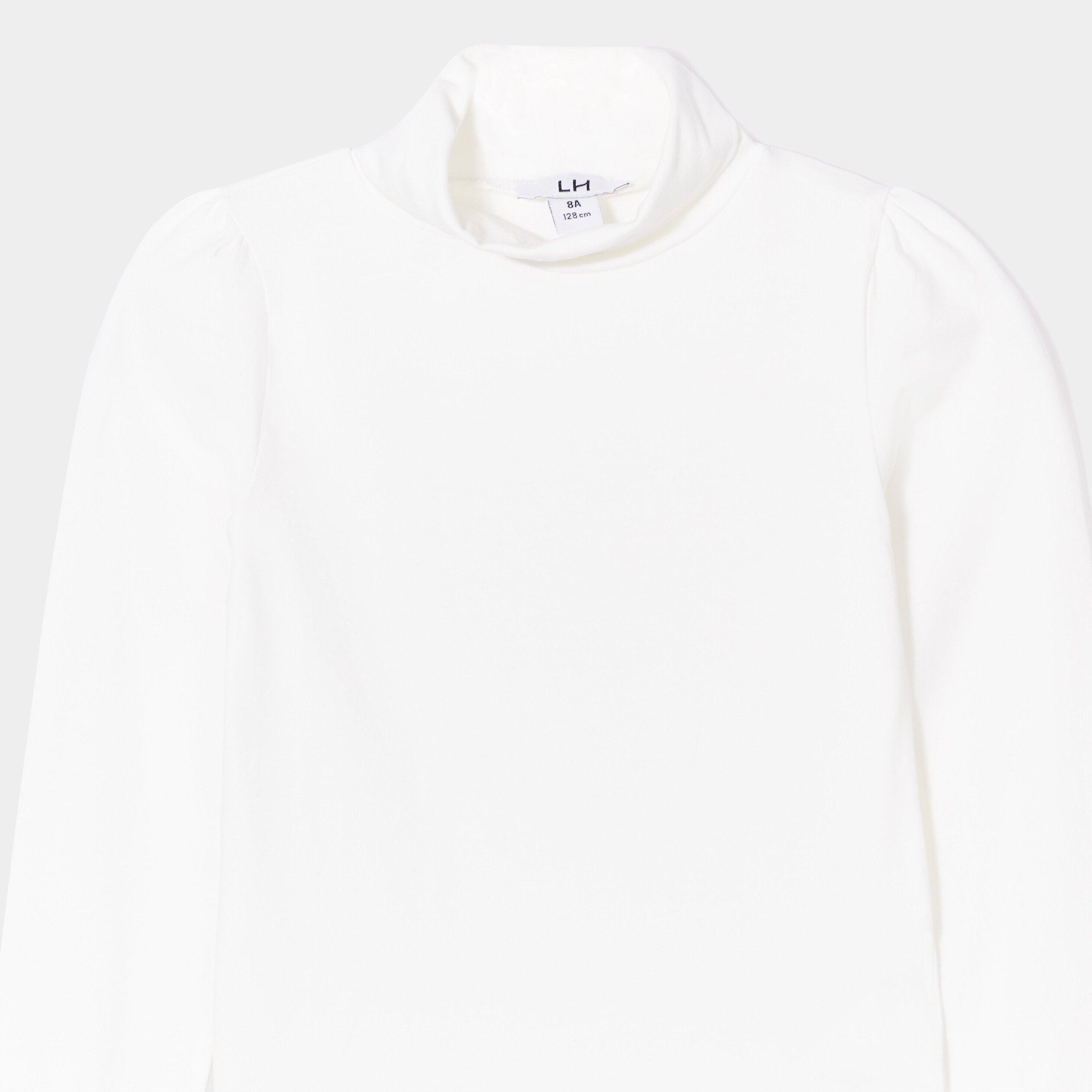 t shirt col roule manches longues coton ecru fille T-shirt col roulé manches longues coton ecru fille
