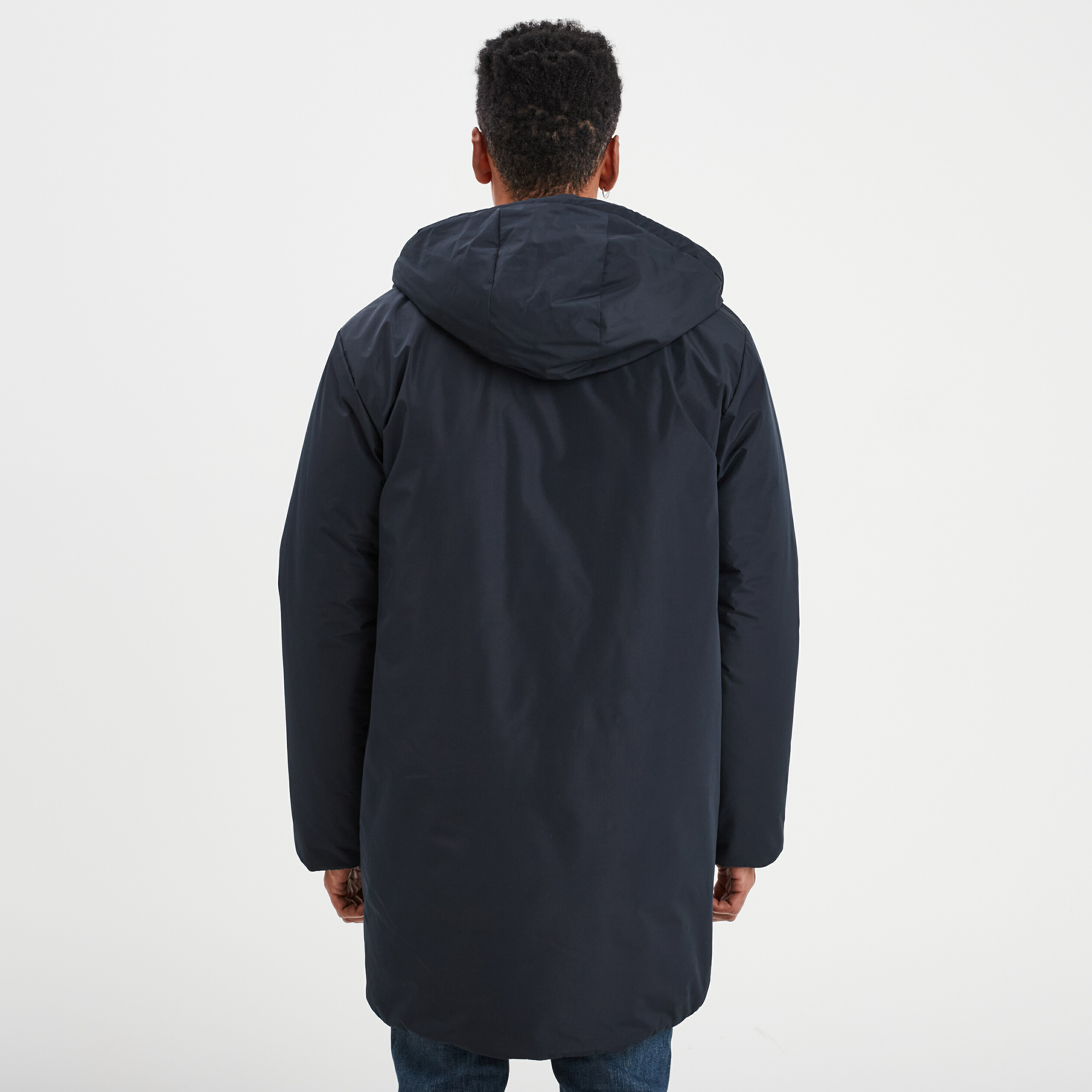parka deperlante doublee a capuche bleu fonce homme Parka déperlante doublée à capuche bleu foncé homme