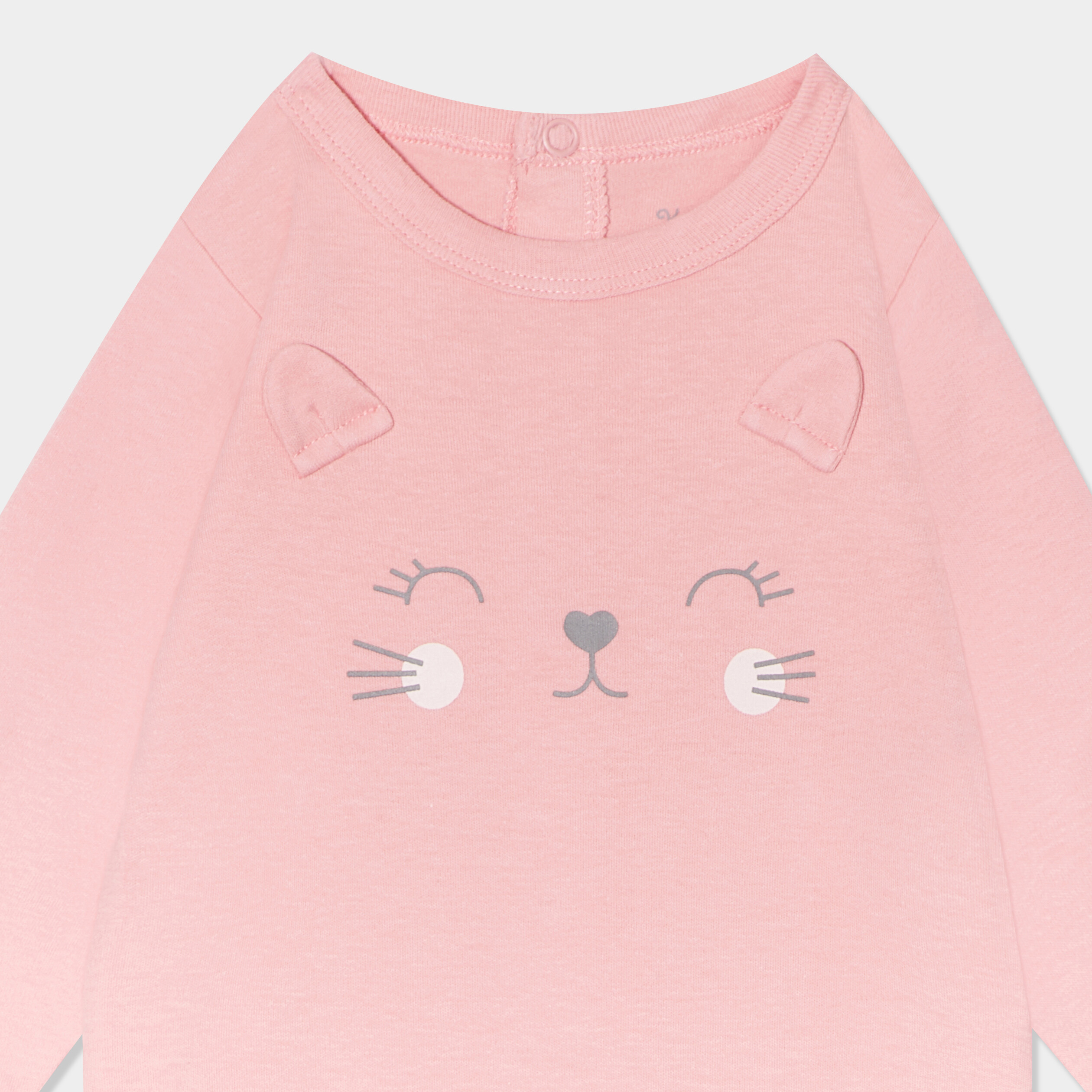 dors bien boutonne manches longues coton rose corail bebef Dors-bien boutonné manches longues coton rose corail bébé fille