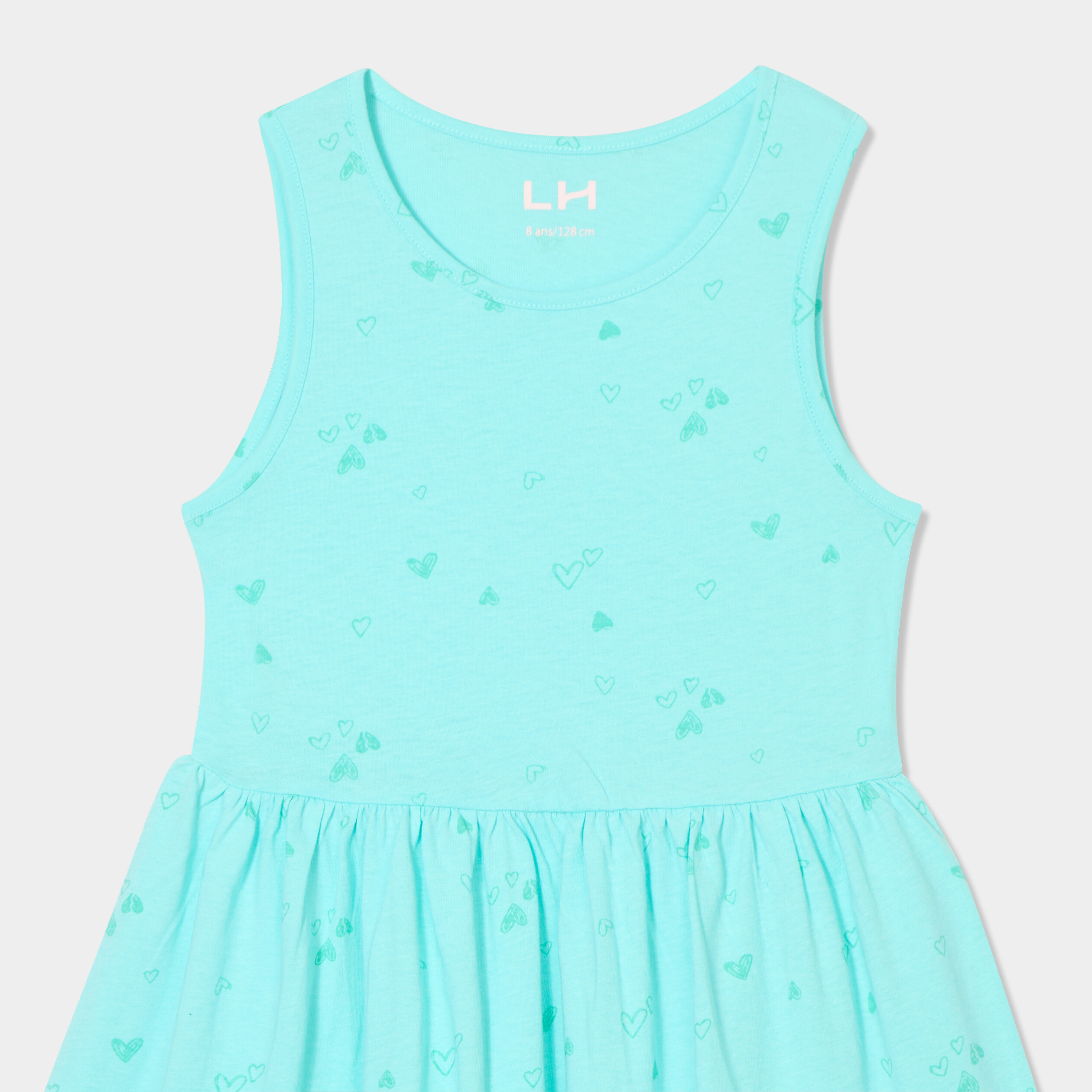 Robe patineuse sans manches coton bleu clair fille