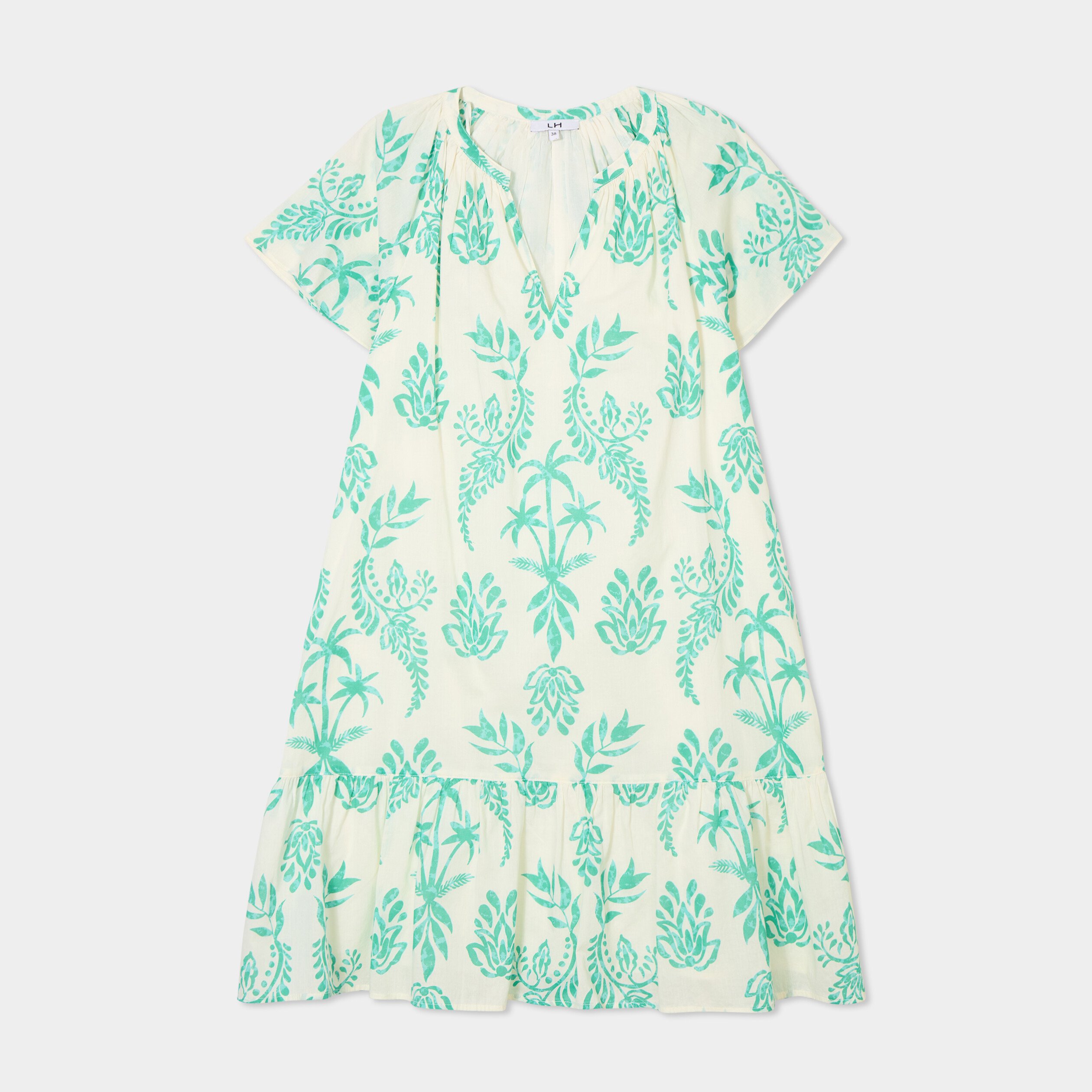 robe trapeze manches papillons coton ecru femme Robe trapèze manches papillons coton ecru femme